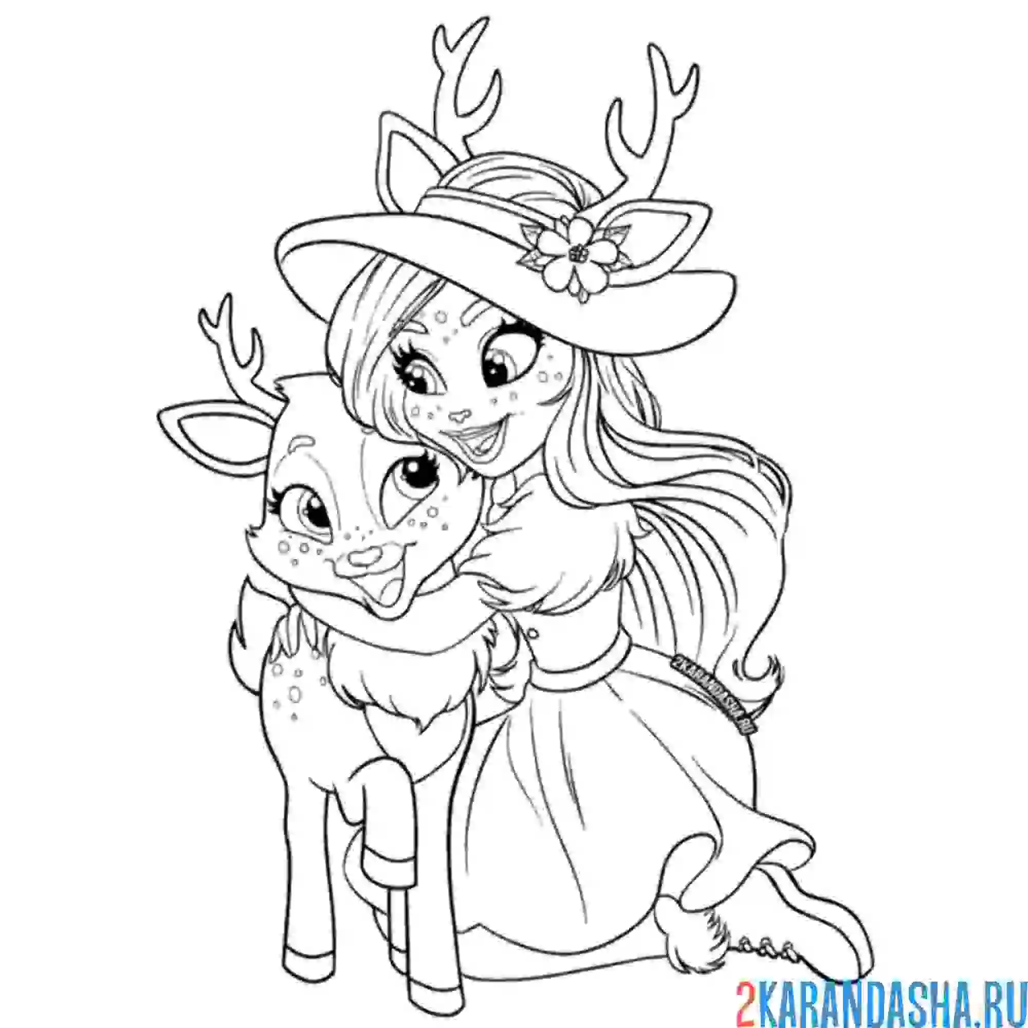 Раскраска данесса и олененок спринт энчантималс