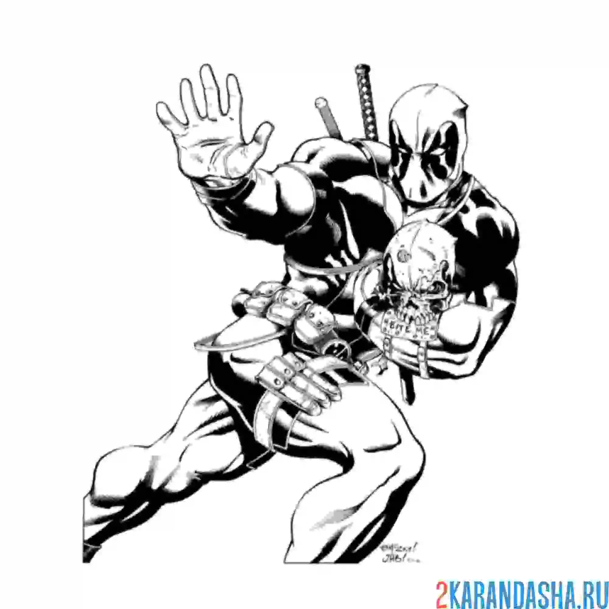 Раскраска дэдпул стоп