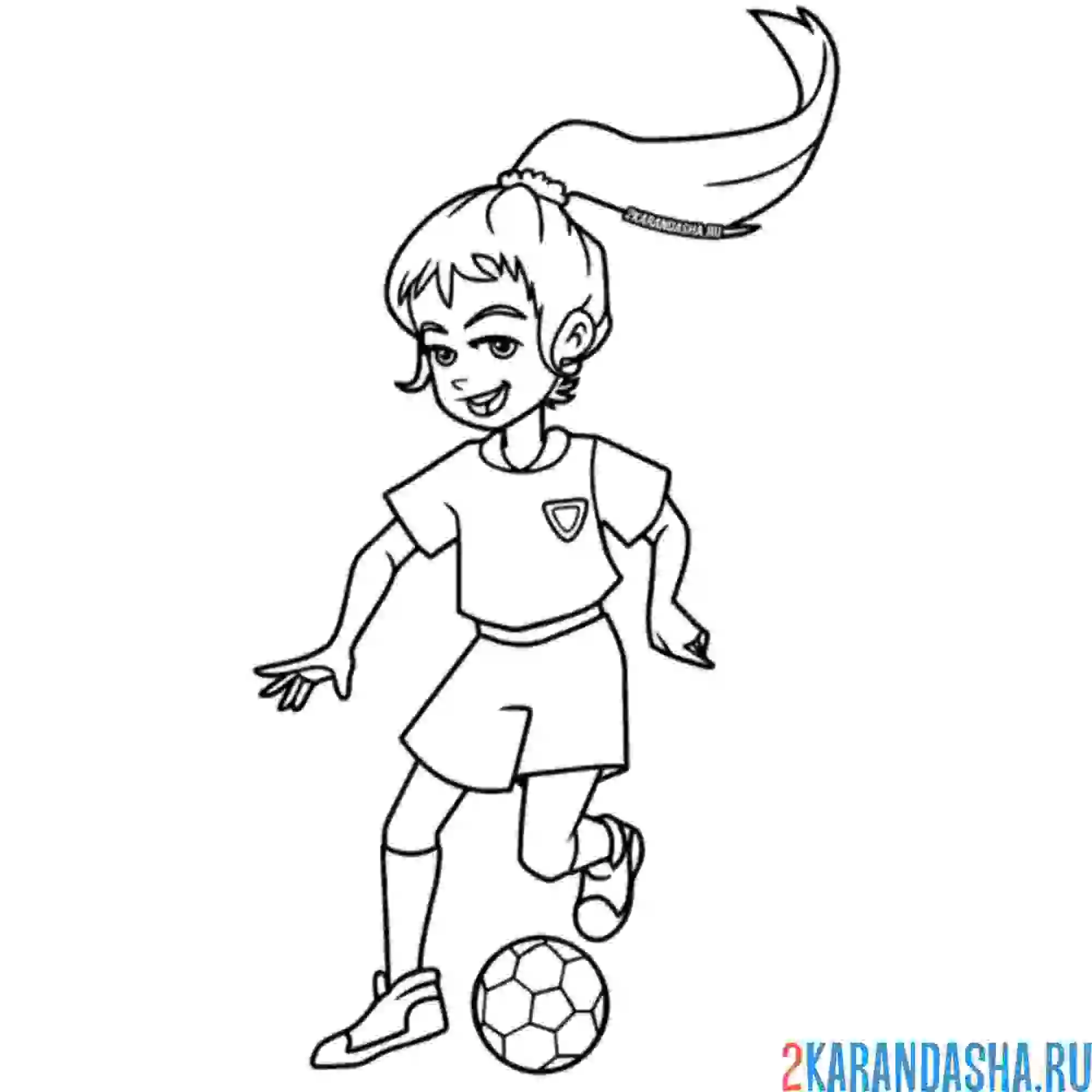 Раскраска женский футбол - летний вид спорта