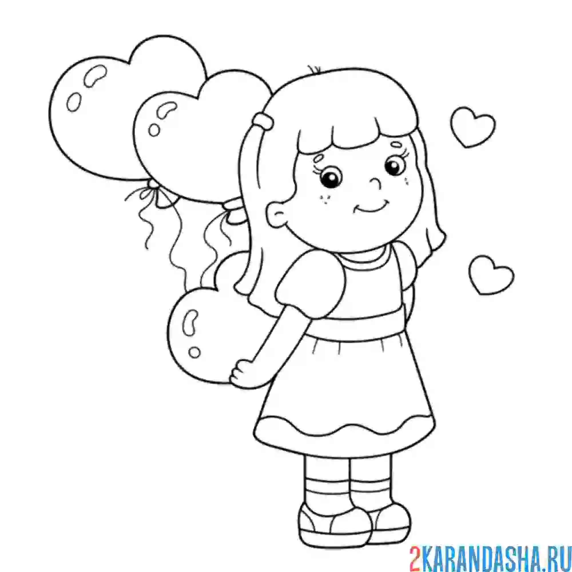 Раскраска девочка с шариками воздушными