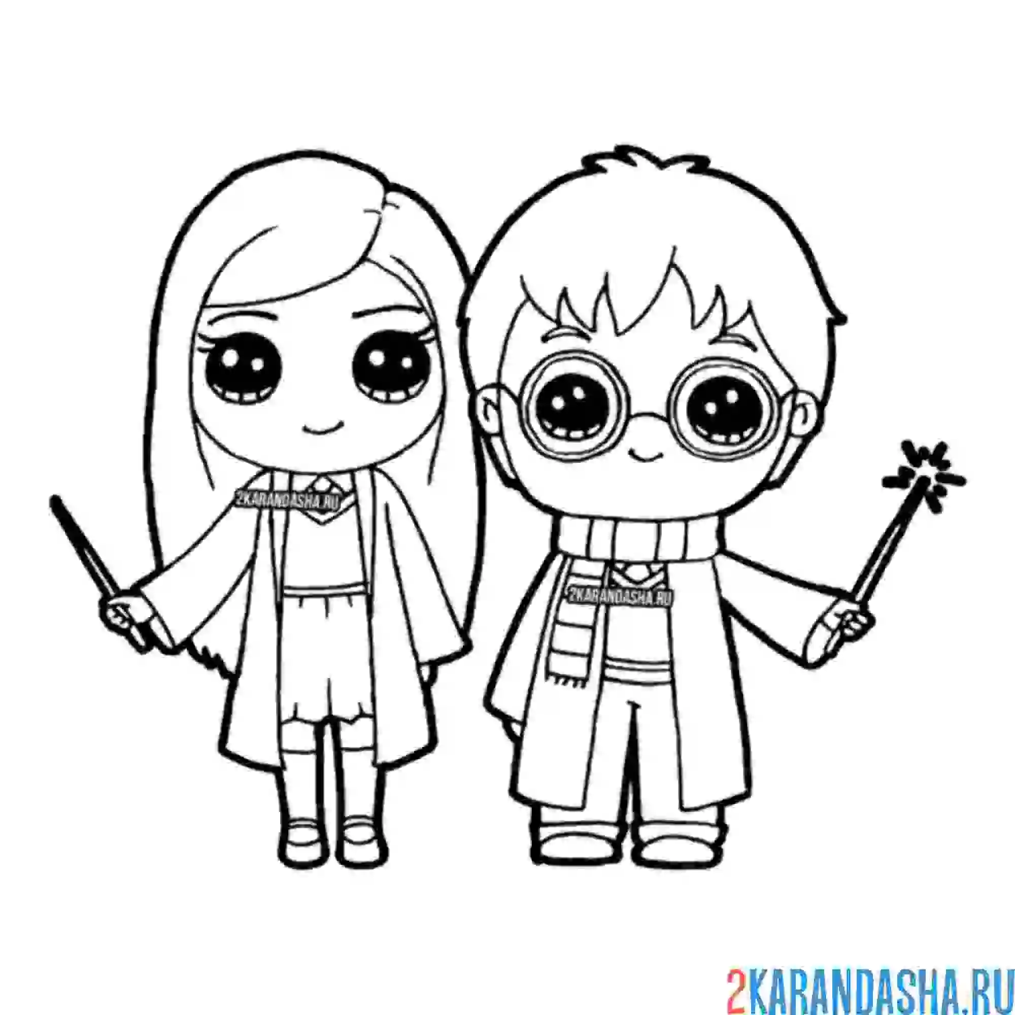 Раскраска джинни уизли и гарри поттер