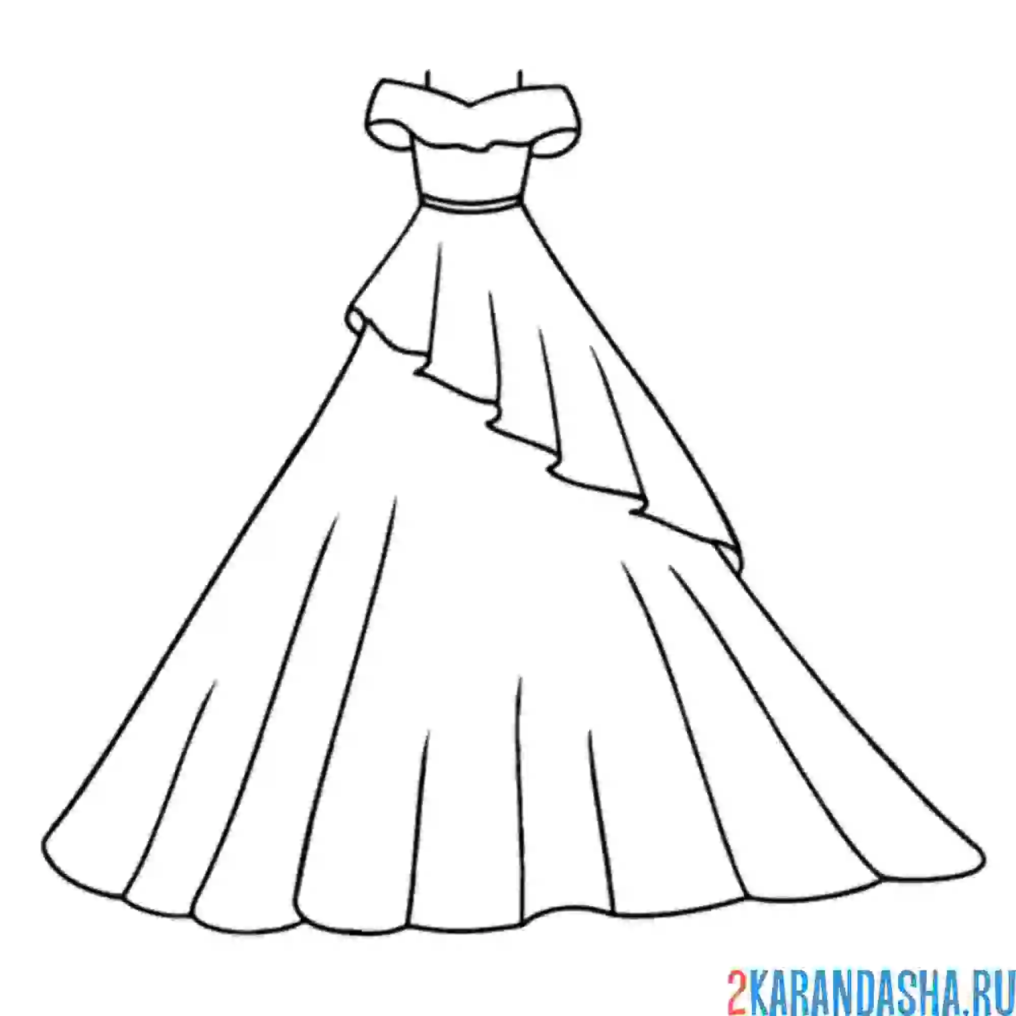 Раскраска длинное вечернее платье
