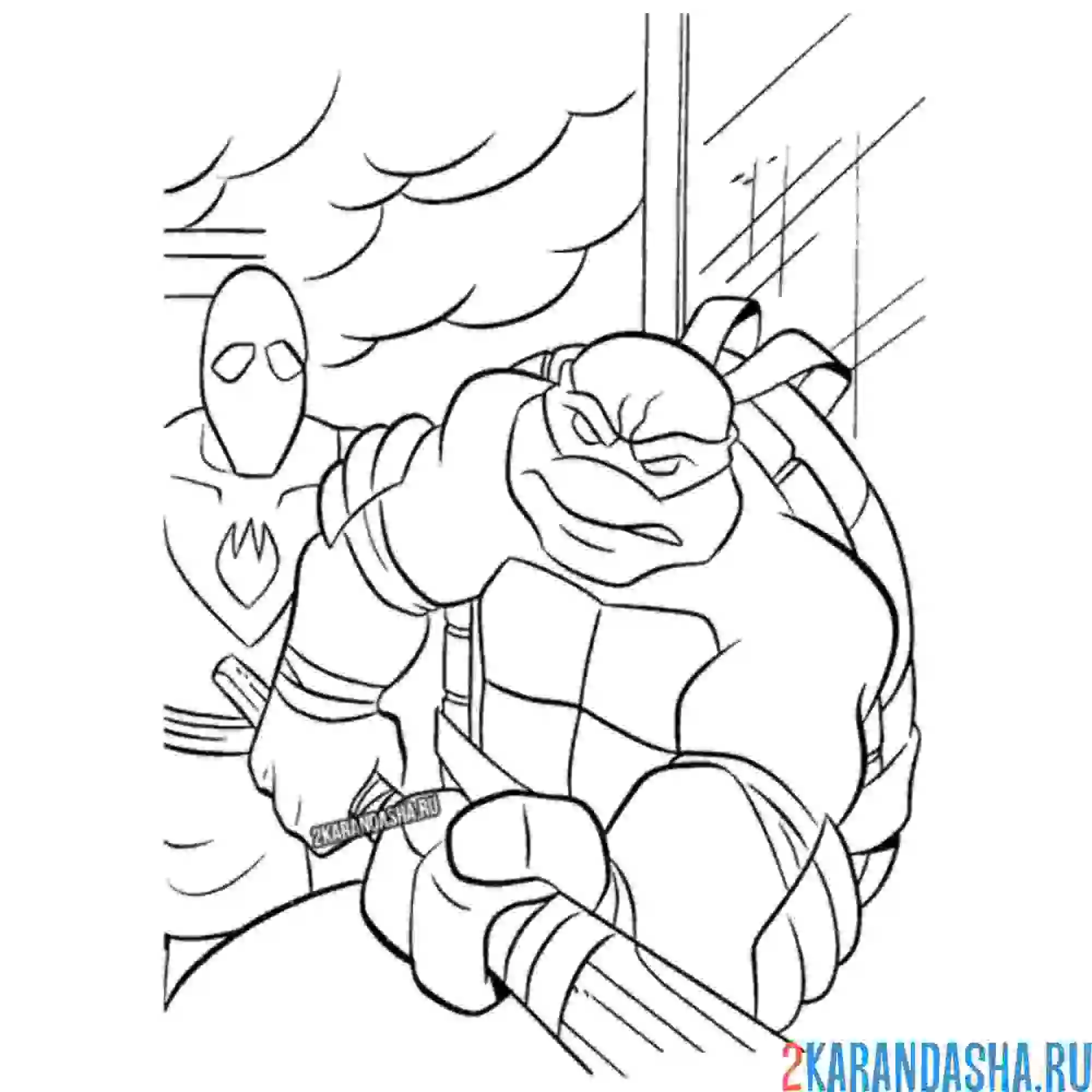 Раскраска донателло черепашка-ниндзя в драке