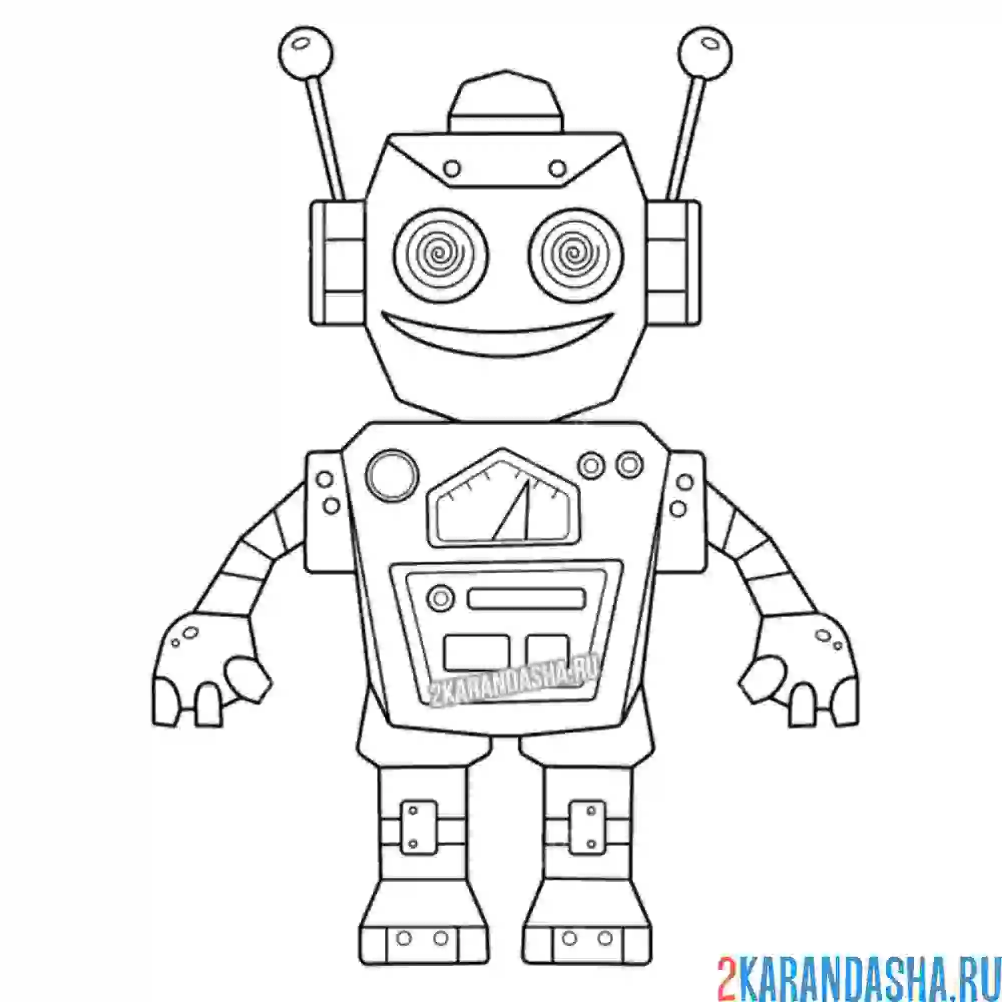 Раскраска довольный робот