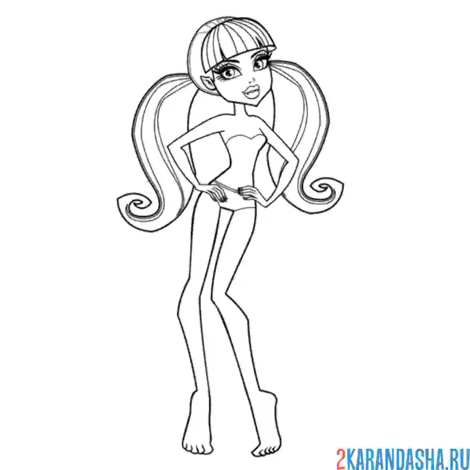 Раскраска монстр хай дракулаура в купальнике