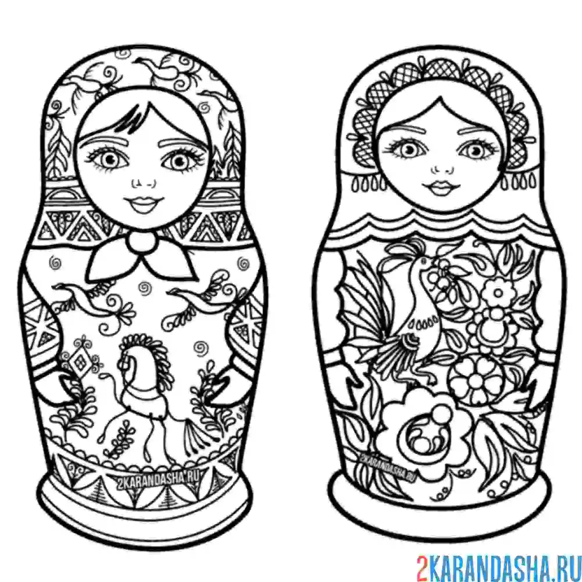 Раскраска две матрешки