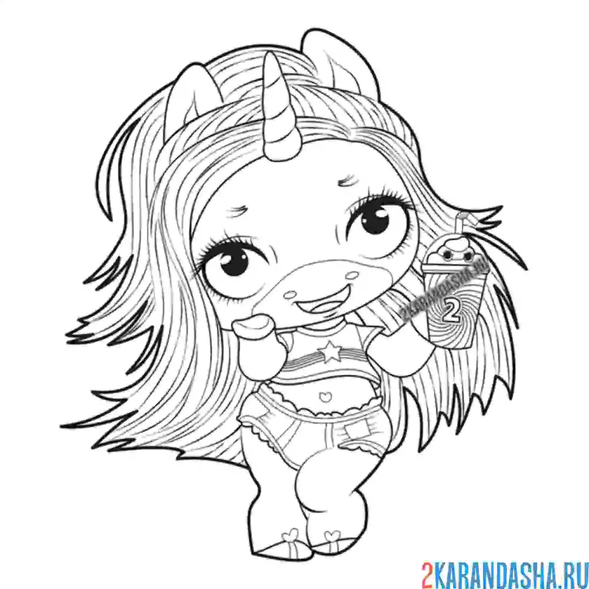 Раскраска единорог пупси слайм радуга звезда лол