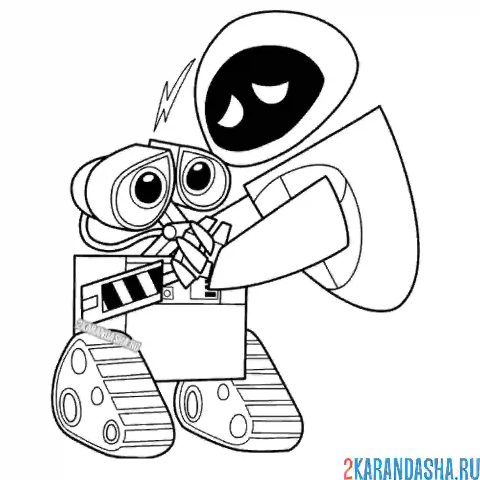 Раскраска ева и валли роботы