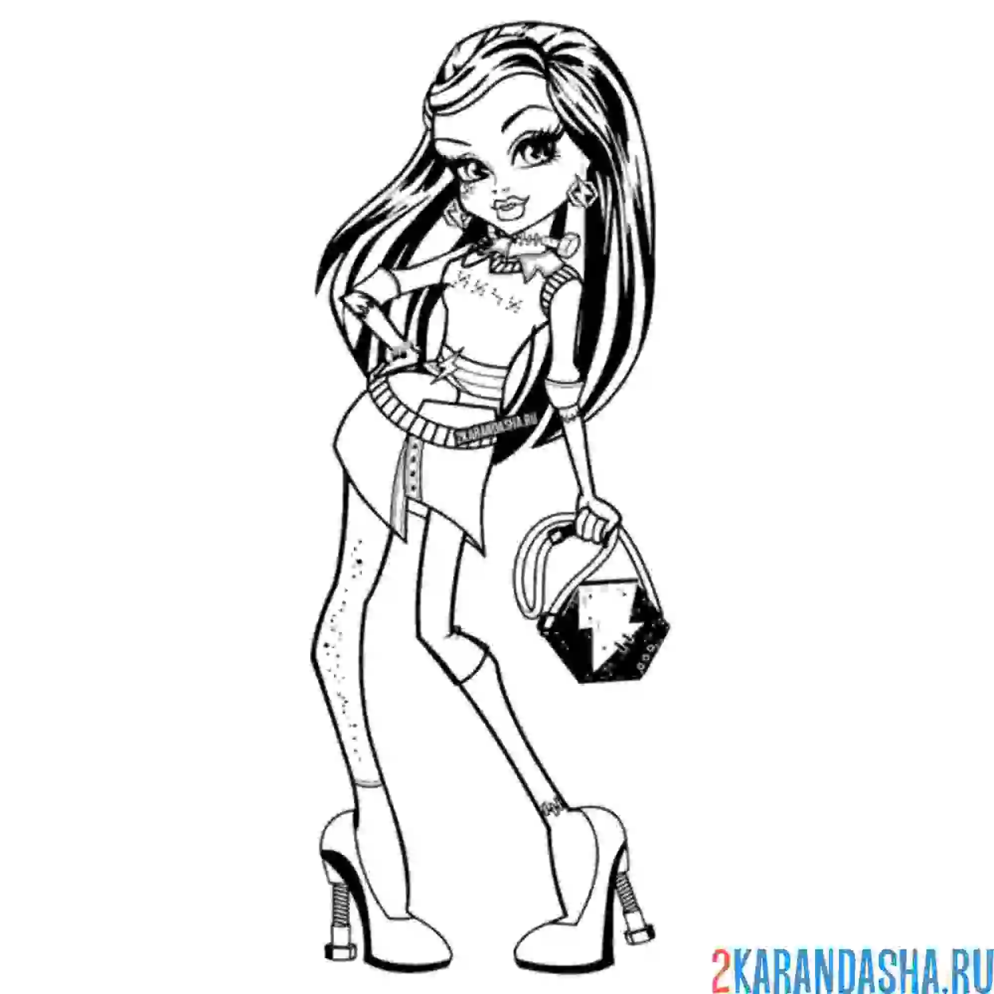 Раскраска монстр хай фрэнки штейн с сумочкой