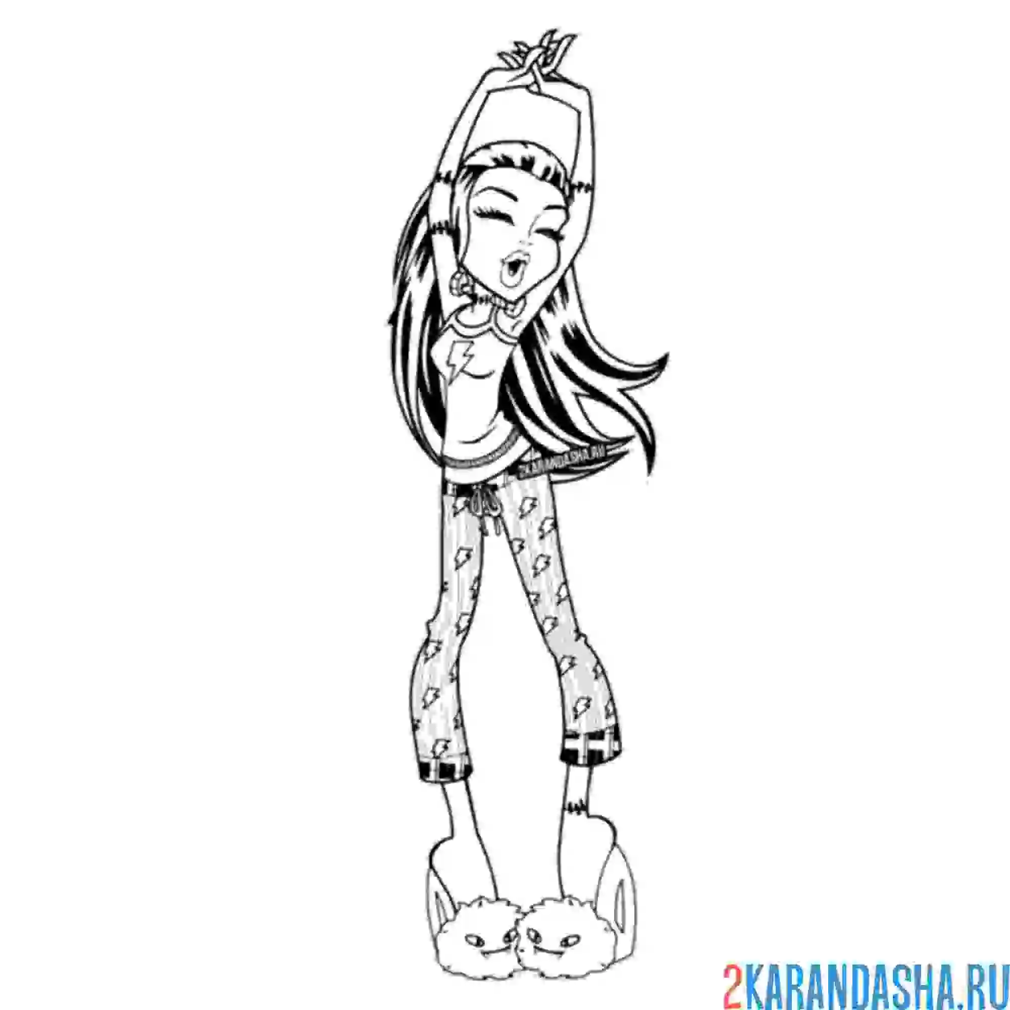 Раскраска монстр хай фрэнки штейн в пижаме