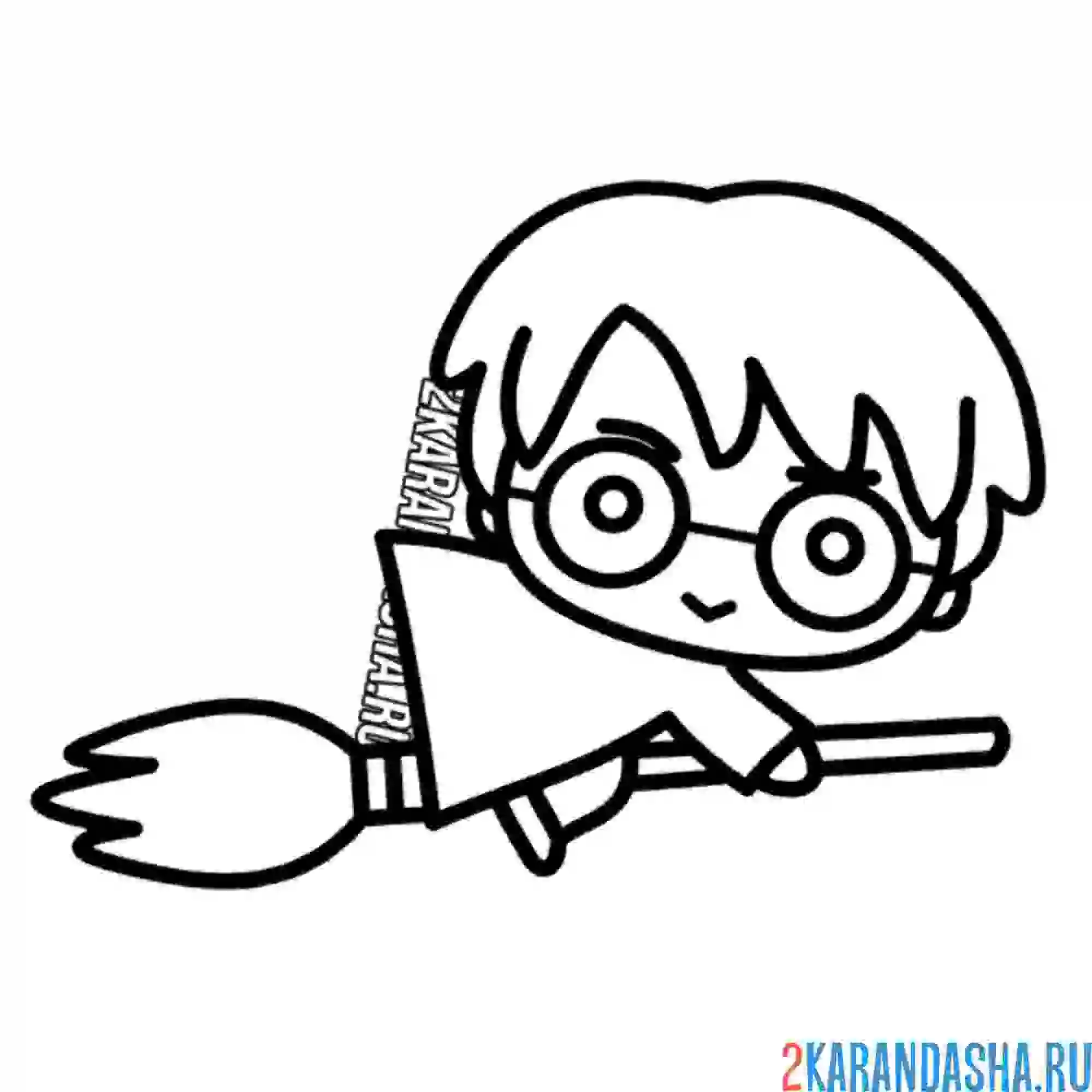 Раскраска гарри поттер летит на метле