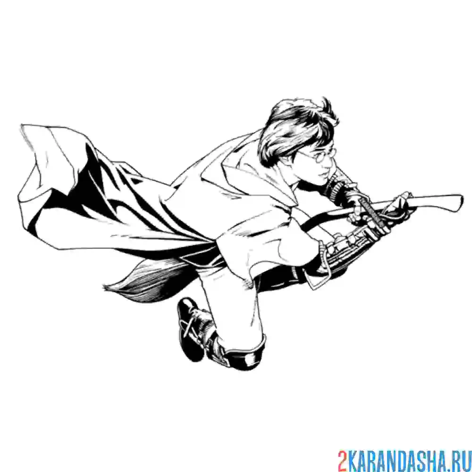 Раскраска гарри поттер на метле