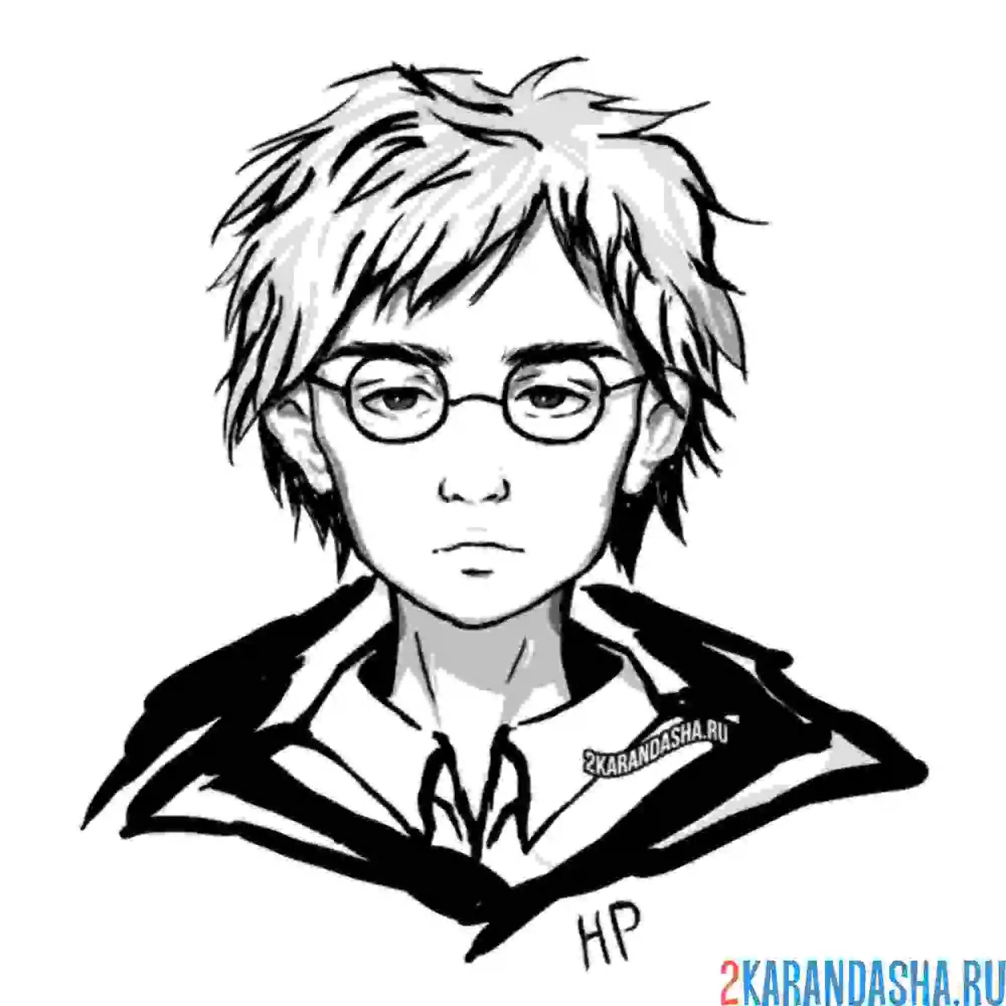 Раскраска гарри поттер необычный портрет