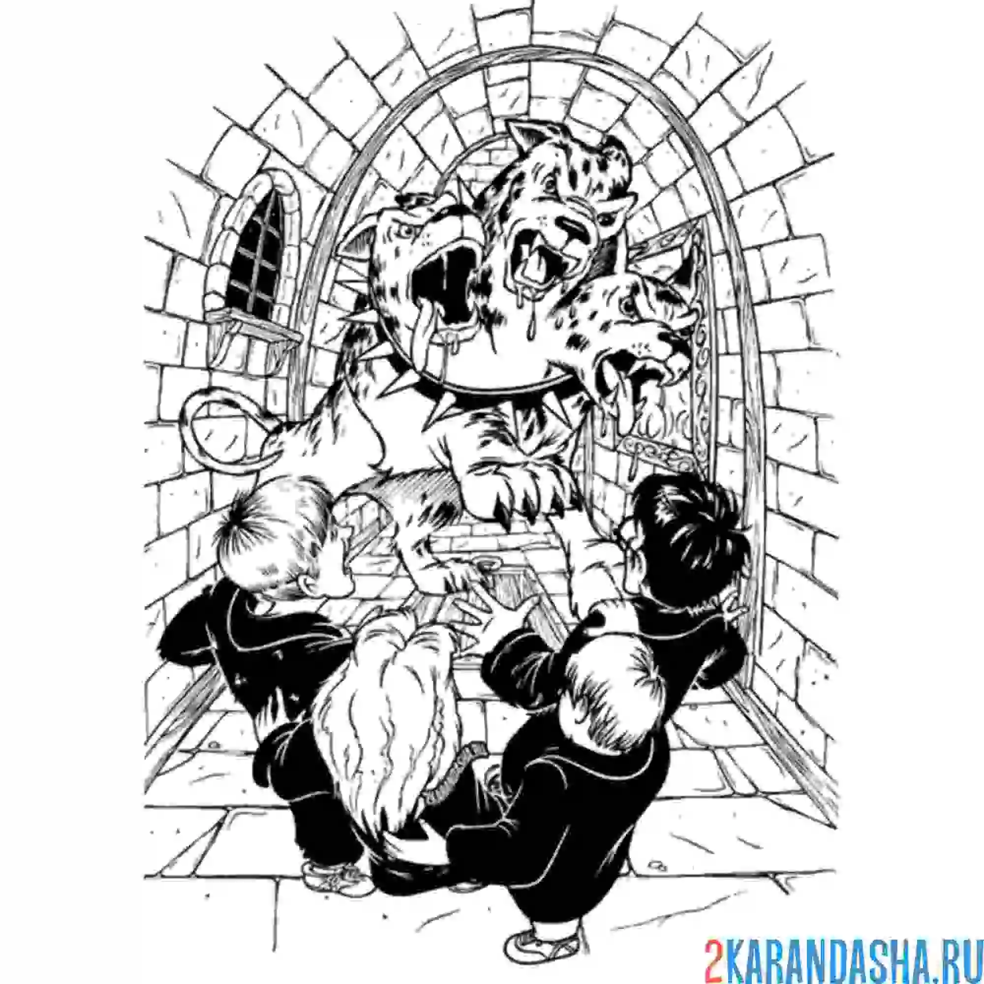 Раскраска гарри поттер с друзьями