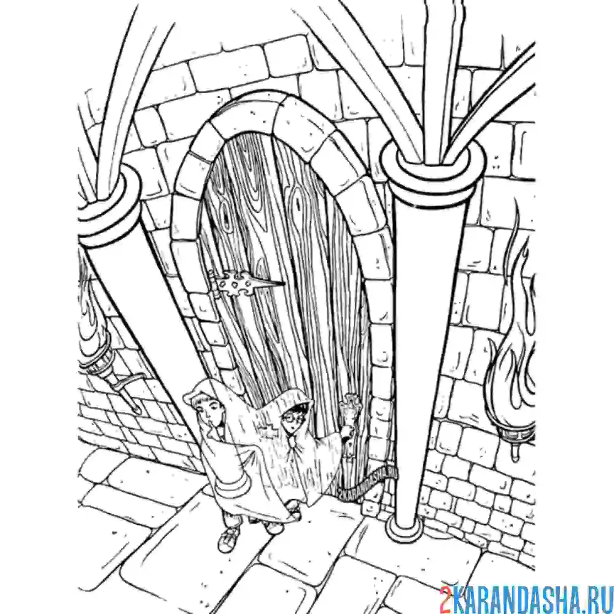 Раскраска гарри поттер в мантии бежит