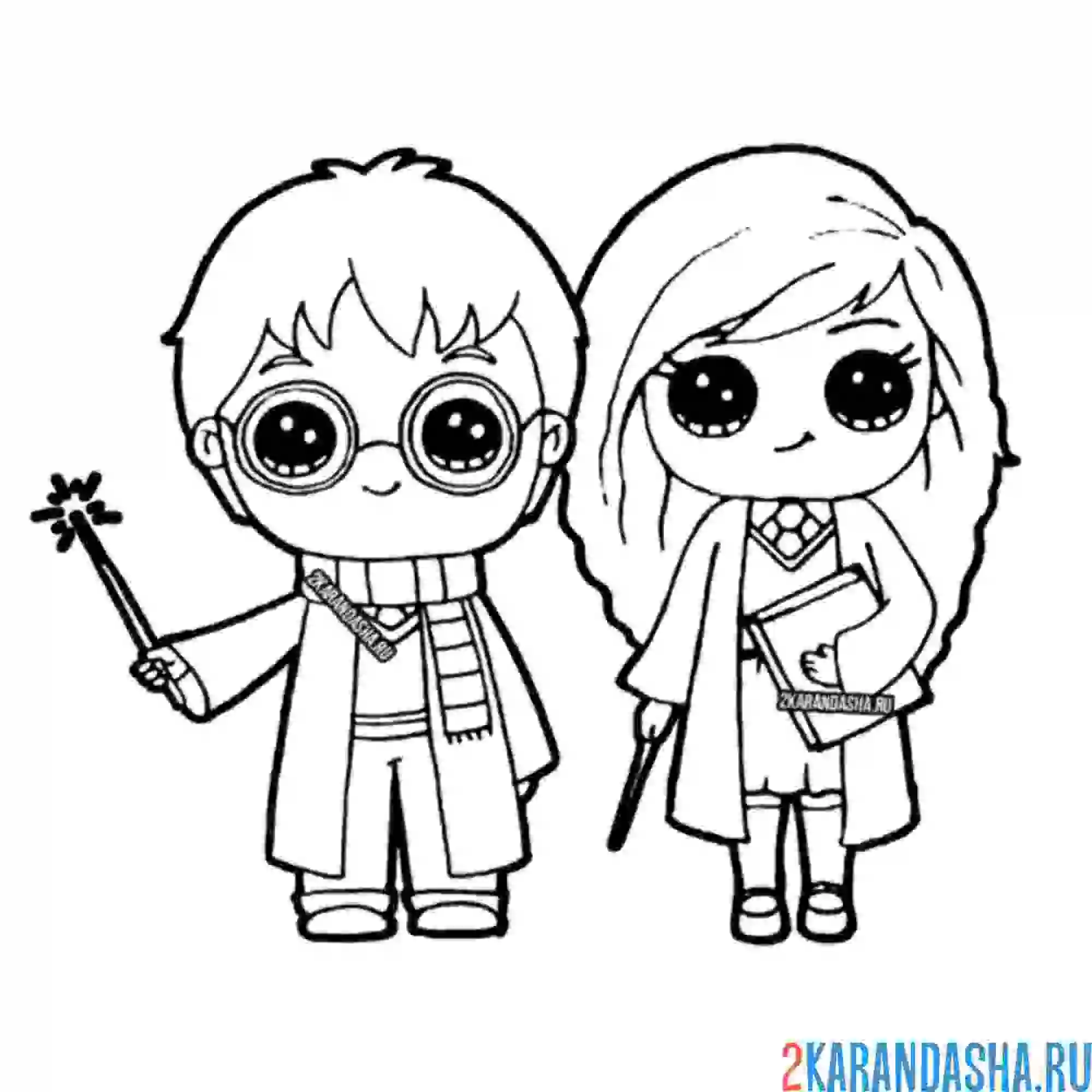 Раскраска гермиона и гарри поттер