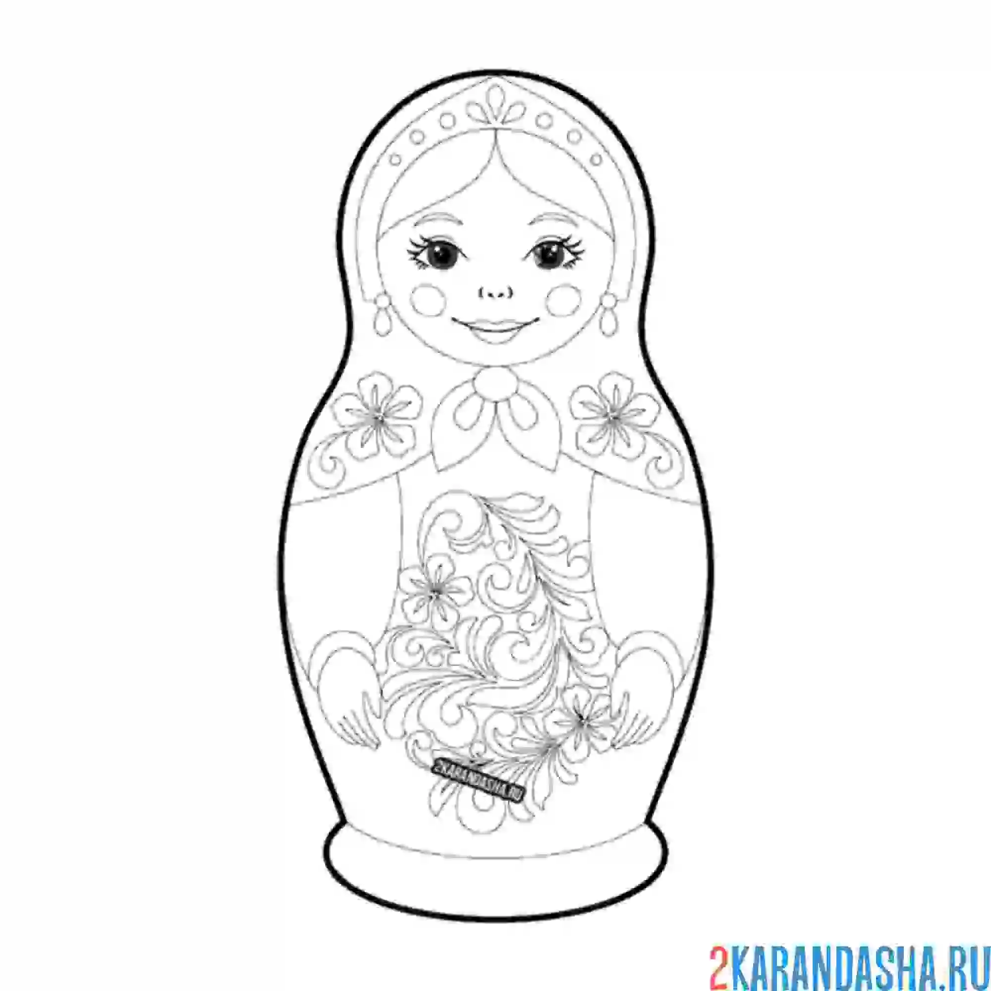 Раскраска гжель матрешка
