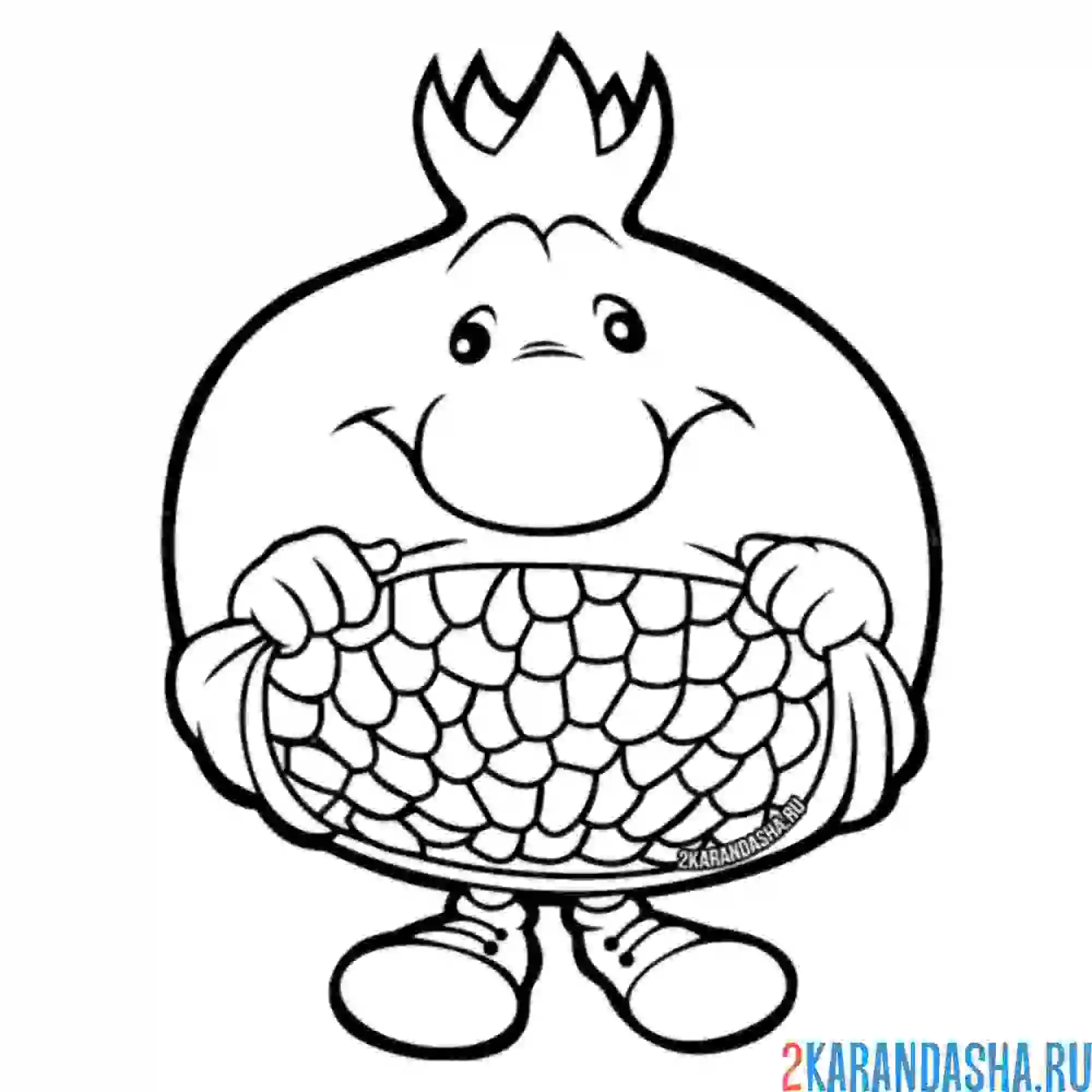 Раскраска гранат с глазками