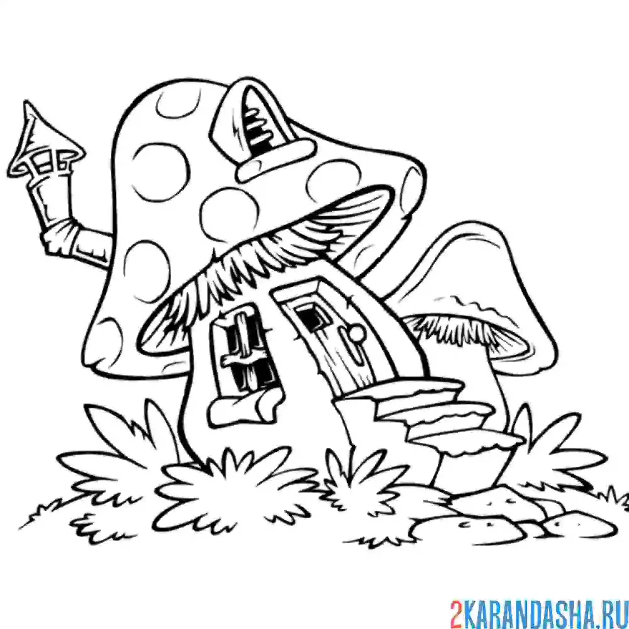 Раскраска грибной дом