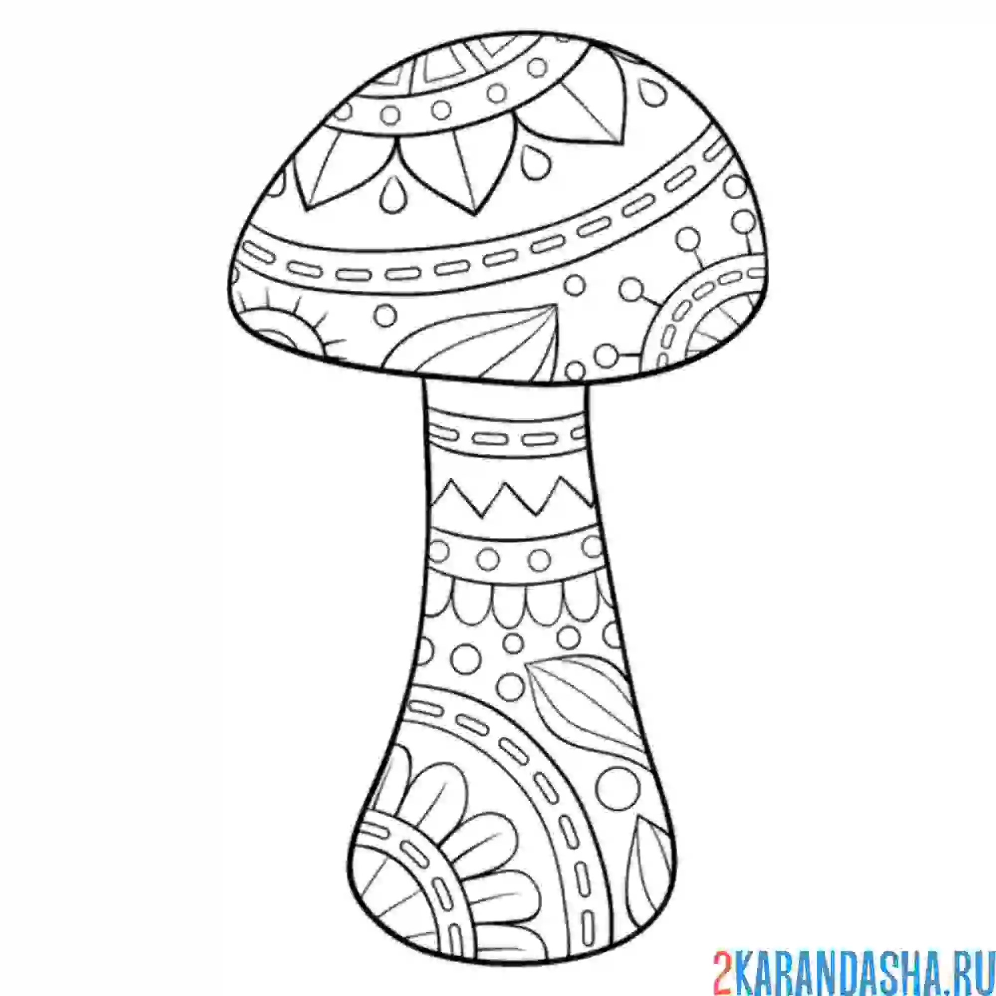Раскраска грибочек антистресс