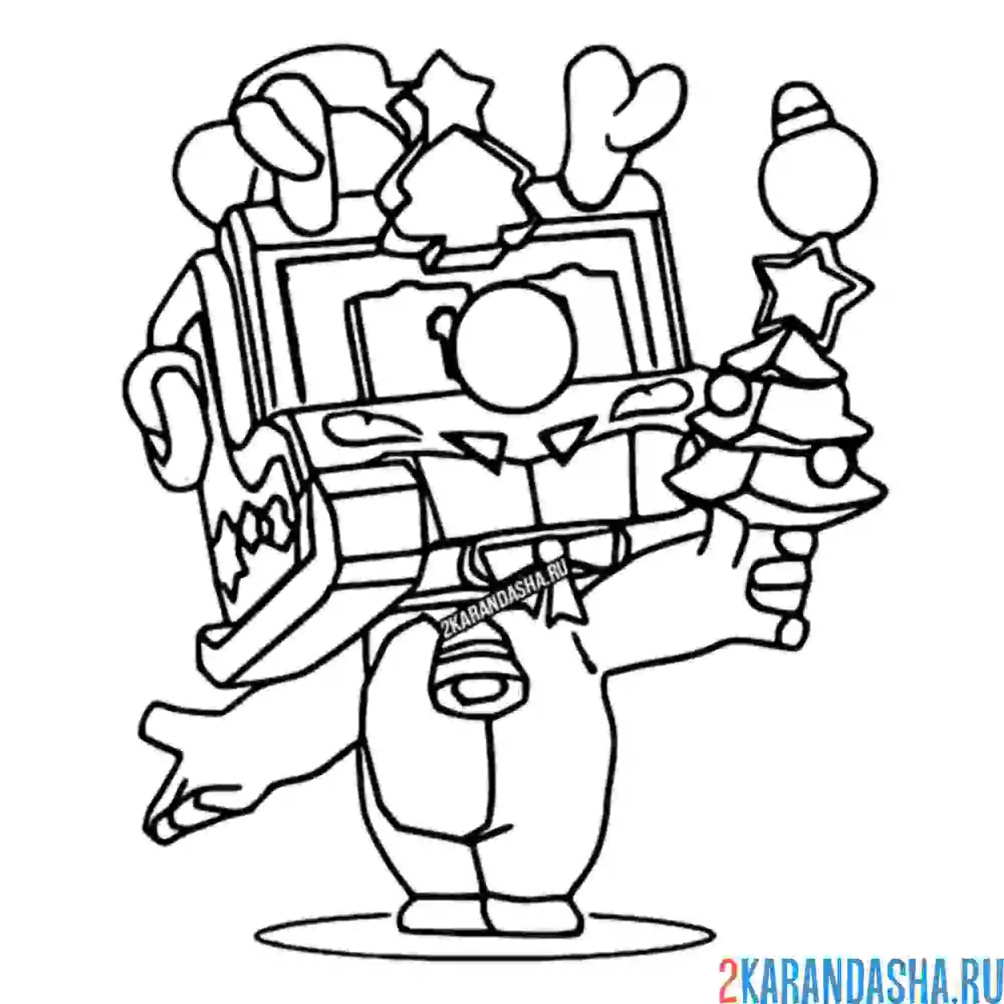 Раскраска грифф олень новогодний