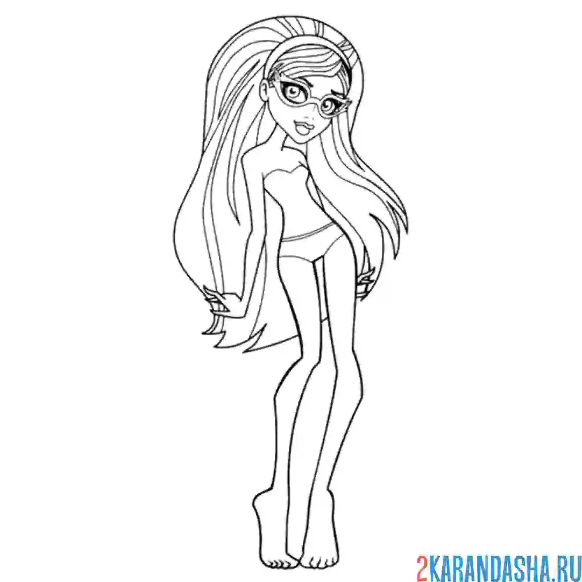 Раскраска монстр хай гулия йелпс в купальнике