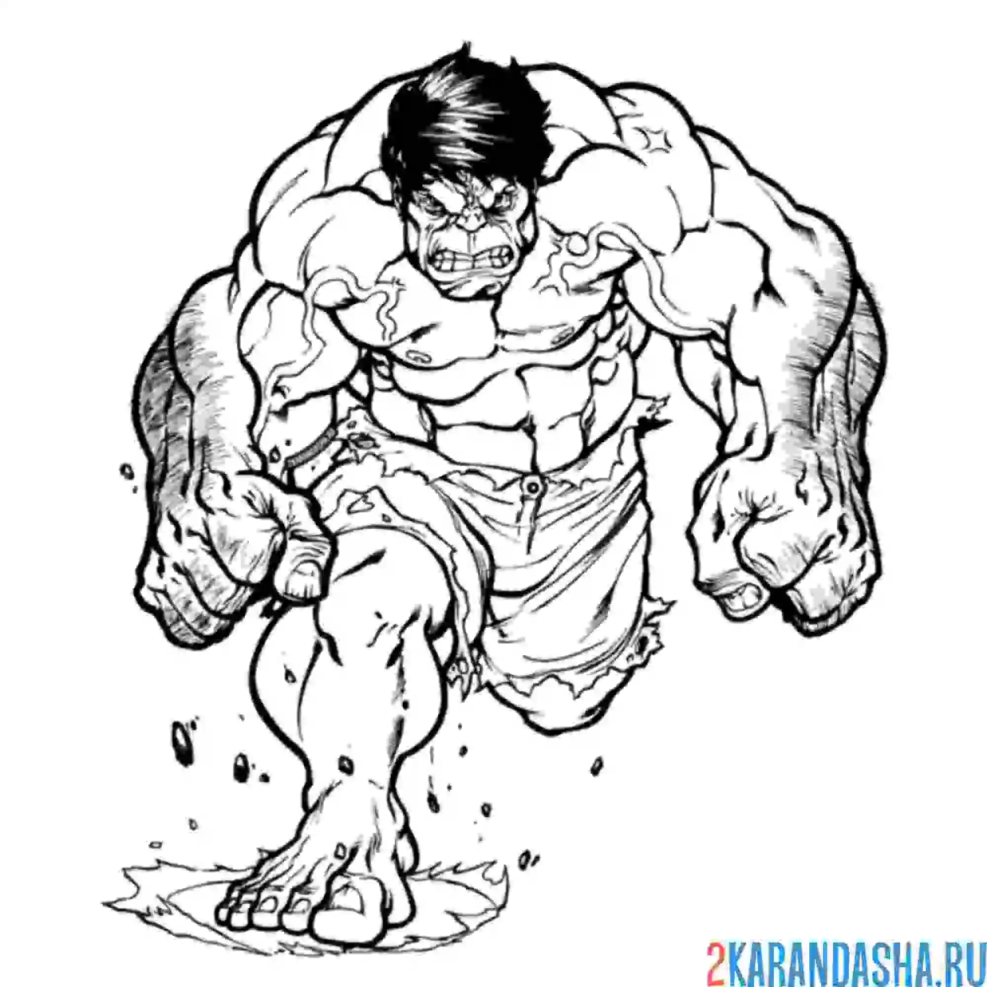 Раскраска халк бежит