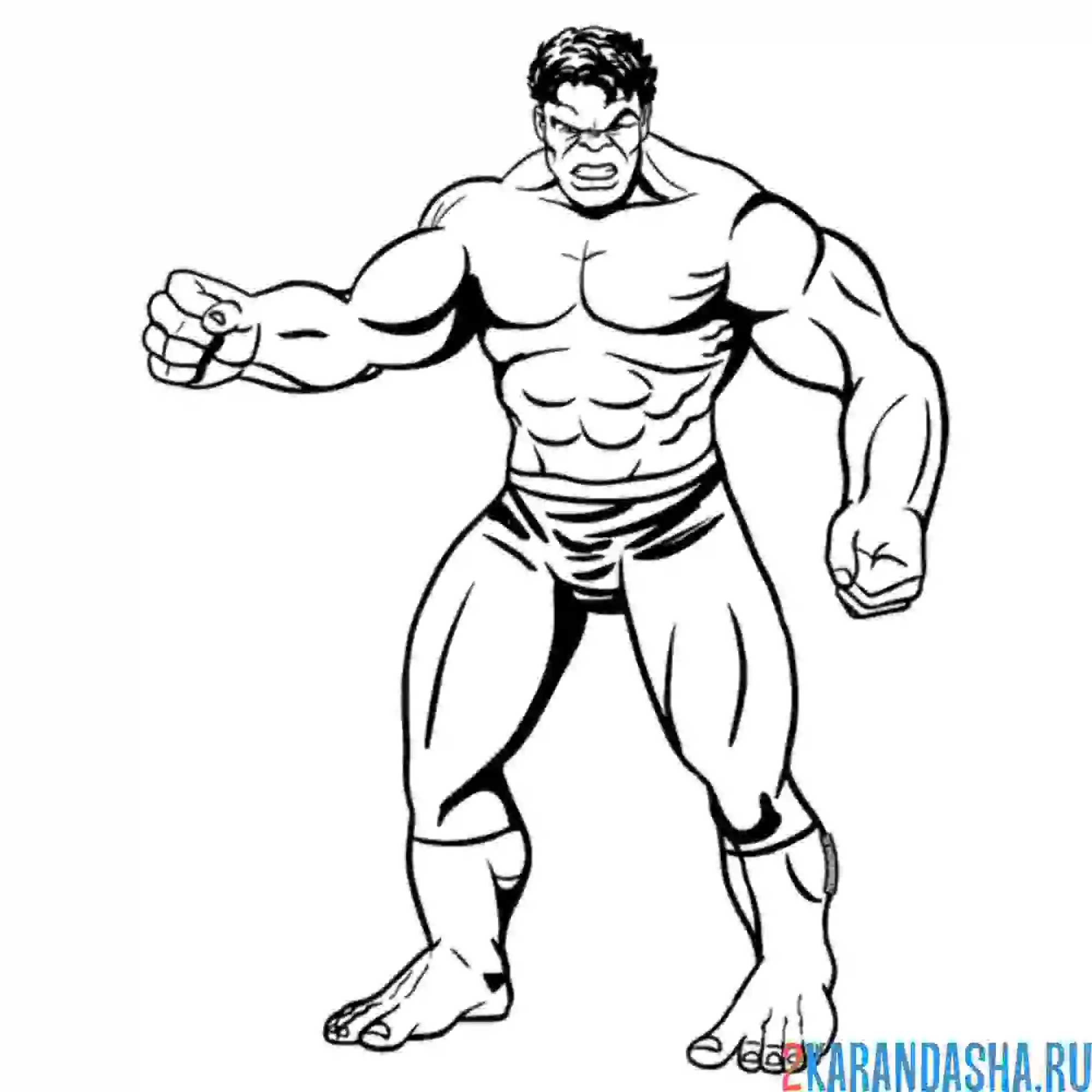 Раскраска халк готовится к удару