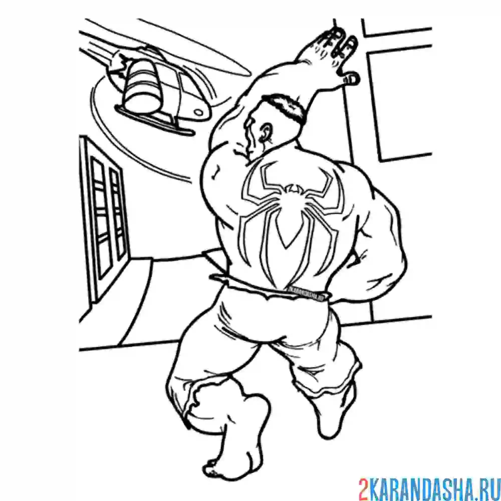 Раскраска халк и вертолет