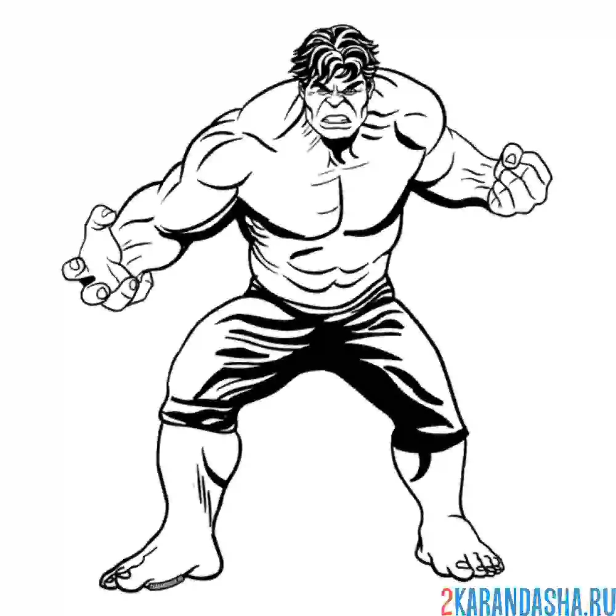 Раскраска халк силач с кулаками