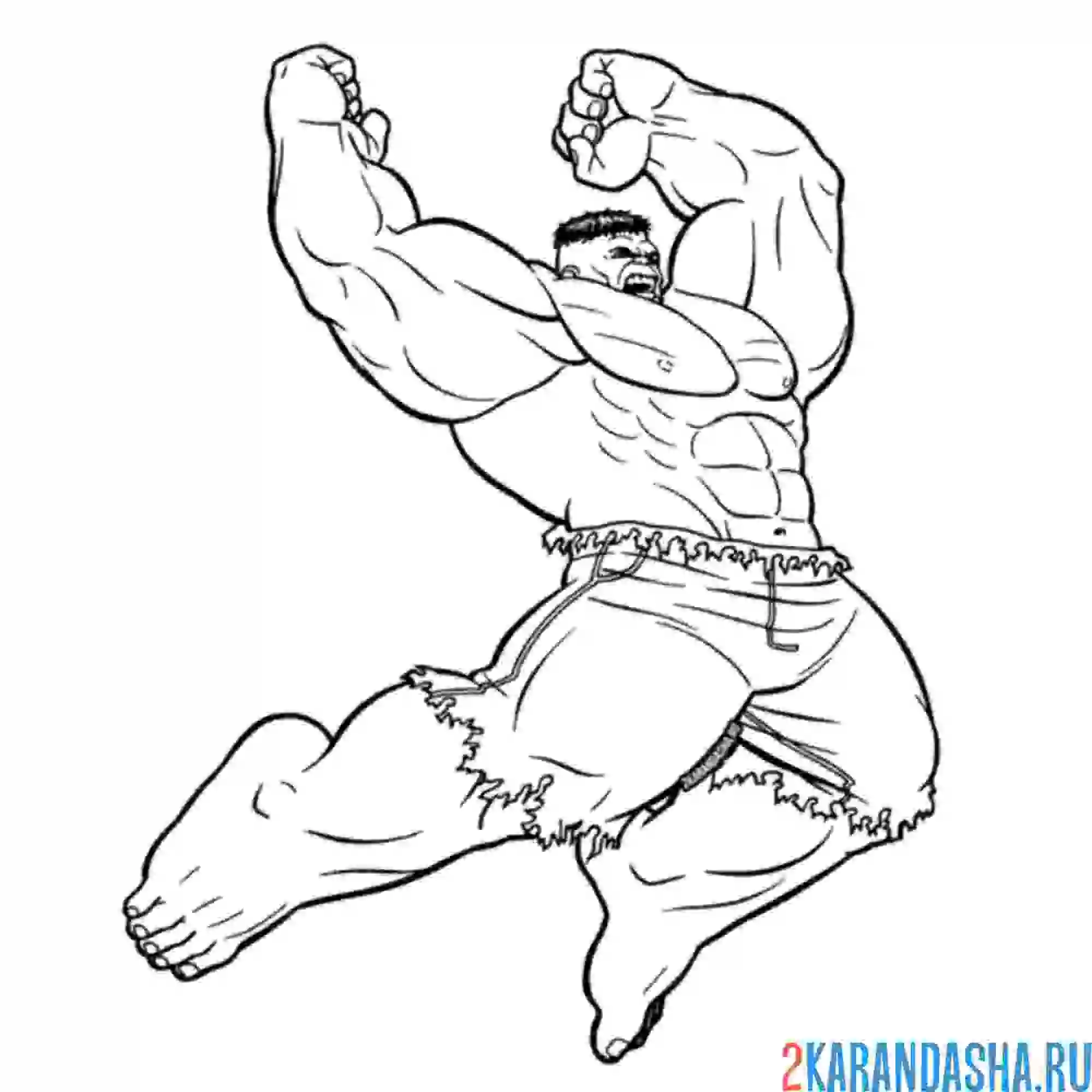 Раскраска халк в прыжке