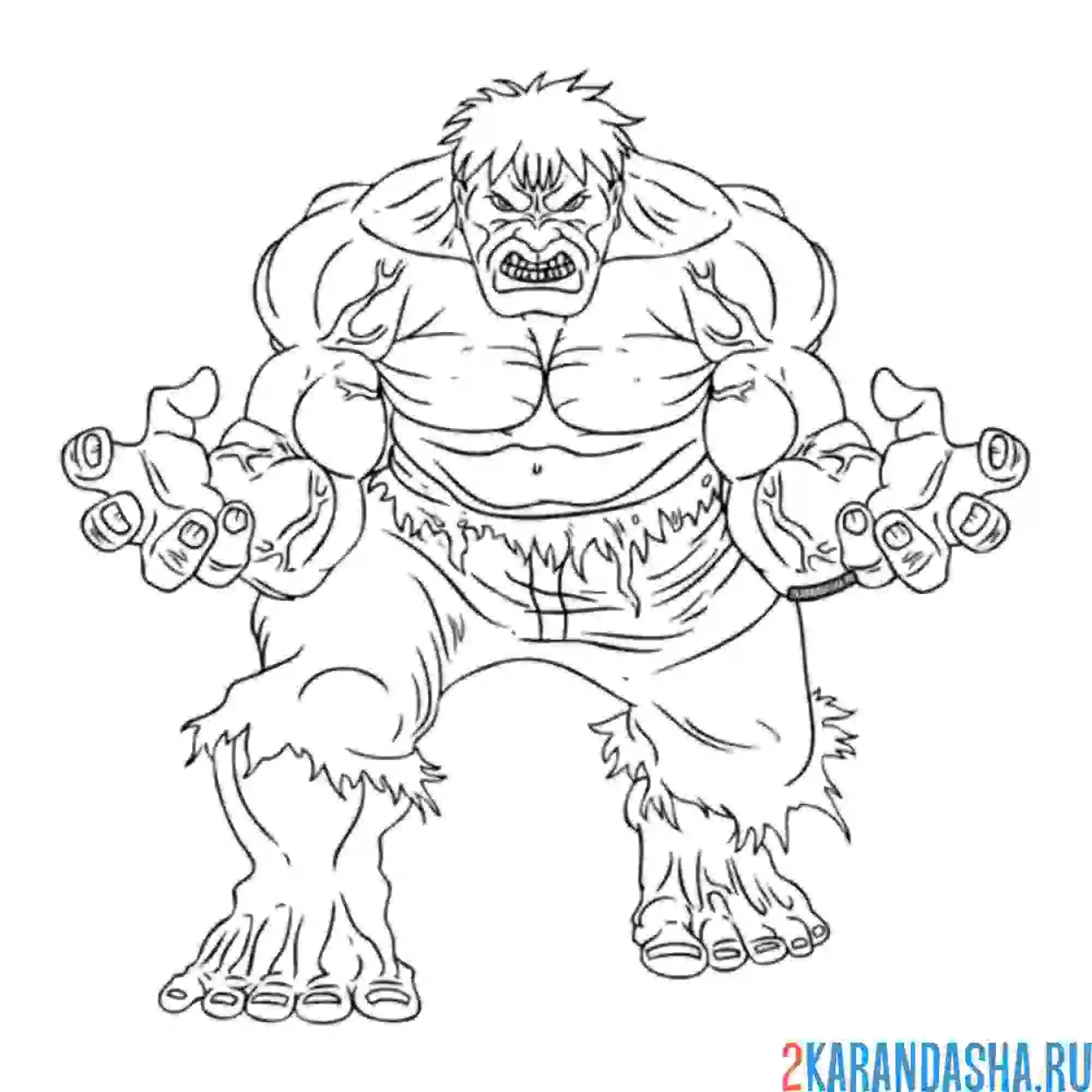 Раскраска халк злится