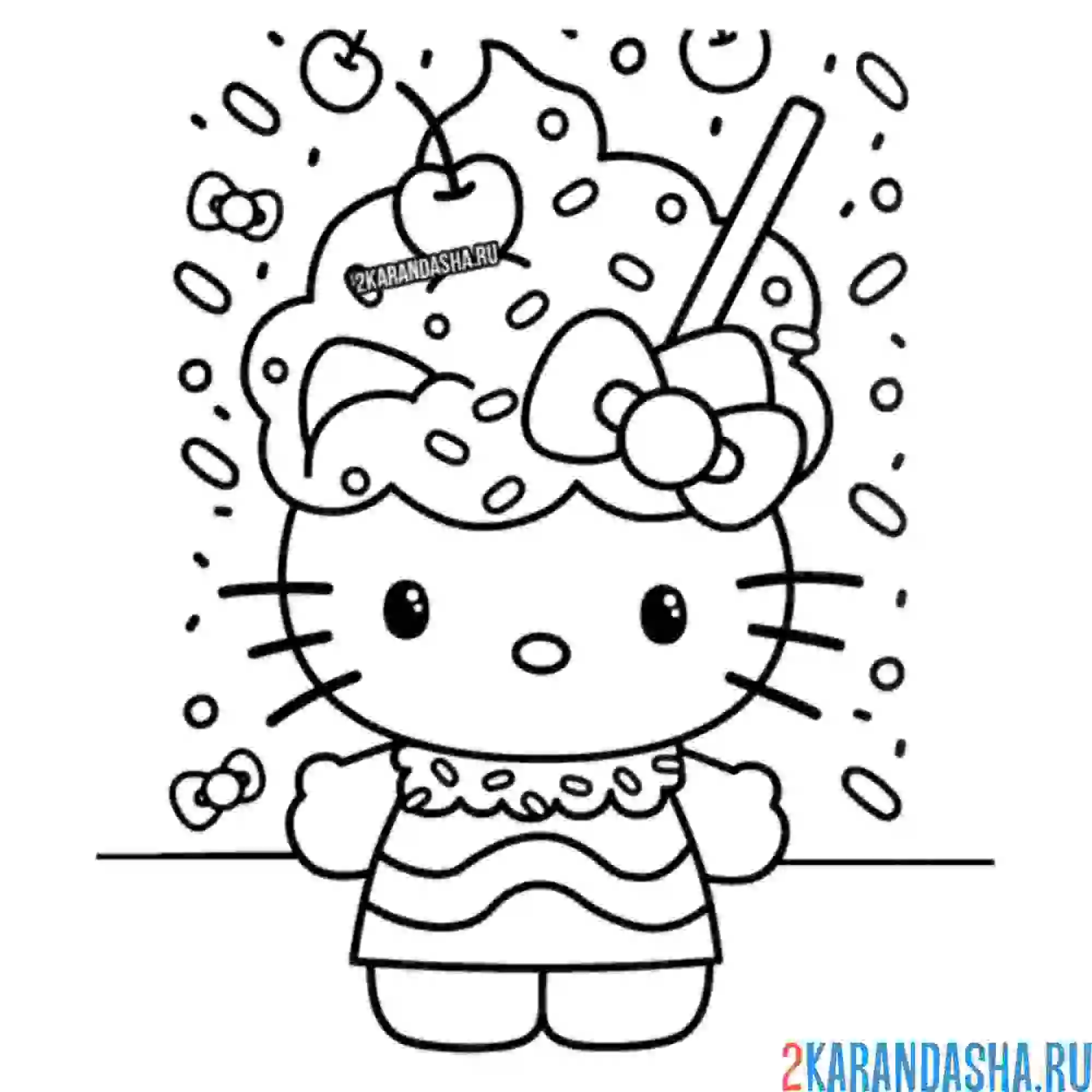 Раскраска хелло китти кексик