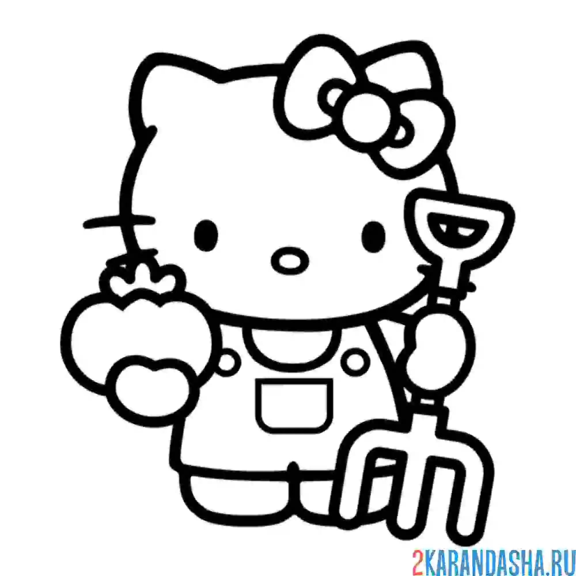 Раскраска хелло китти садовник