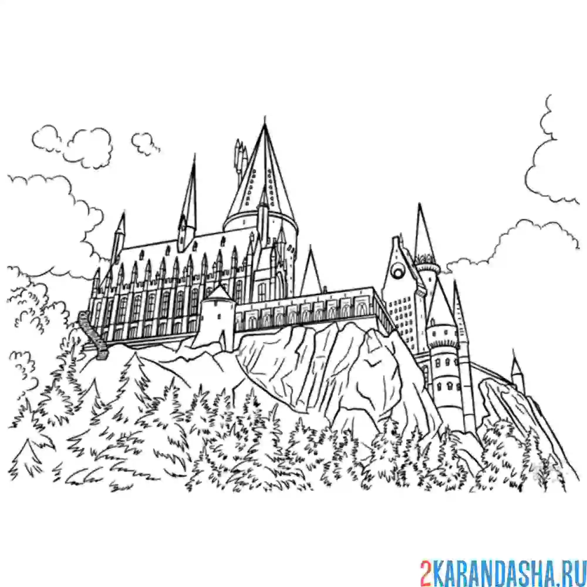 Раскраска хогвартс гарри поттер