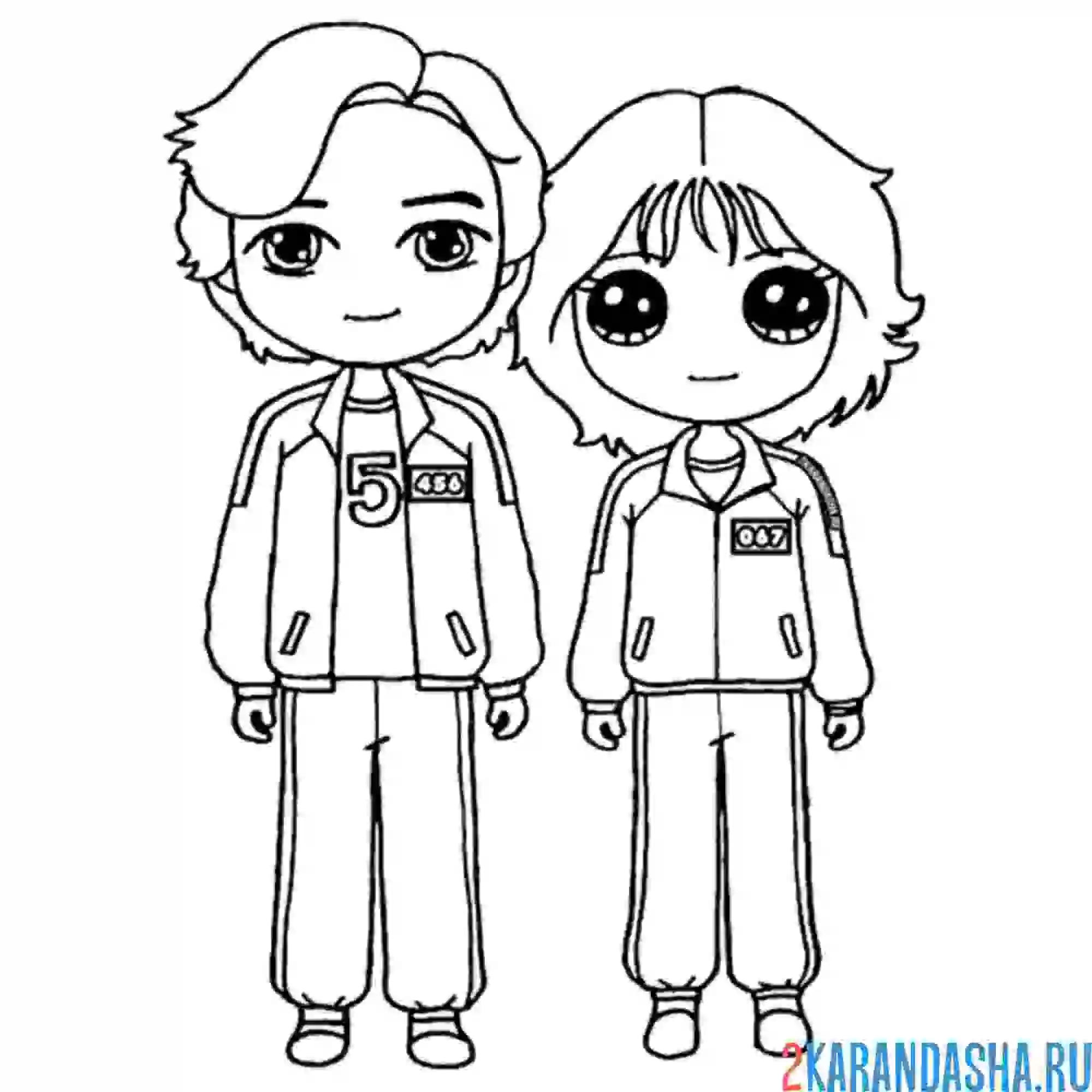 Раскраска игроки 456 и 067