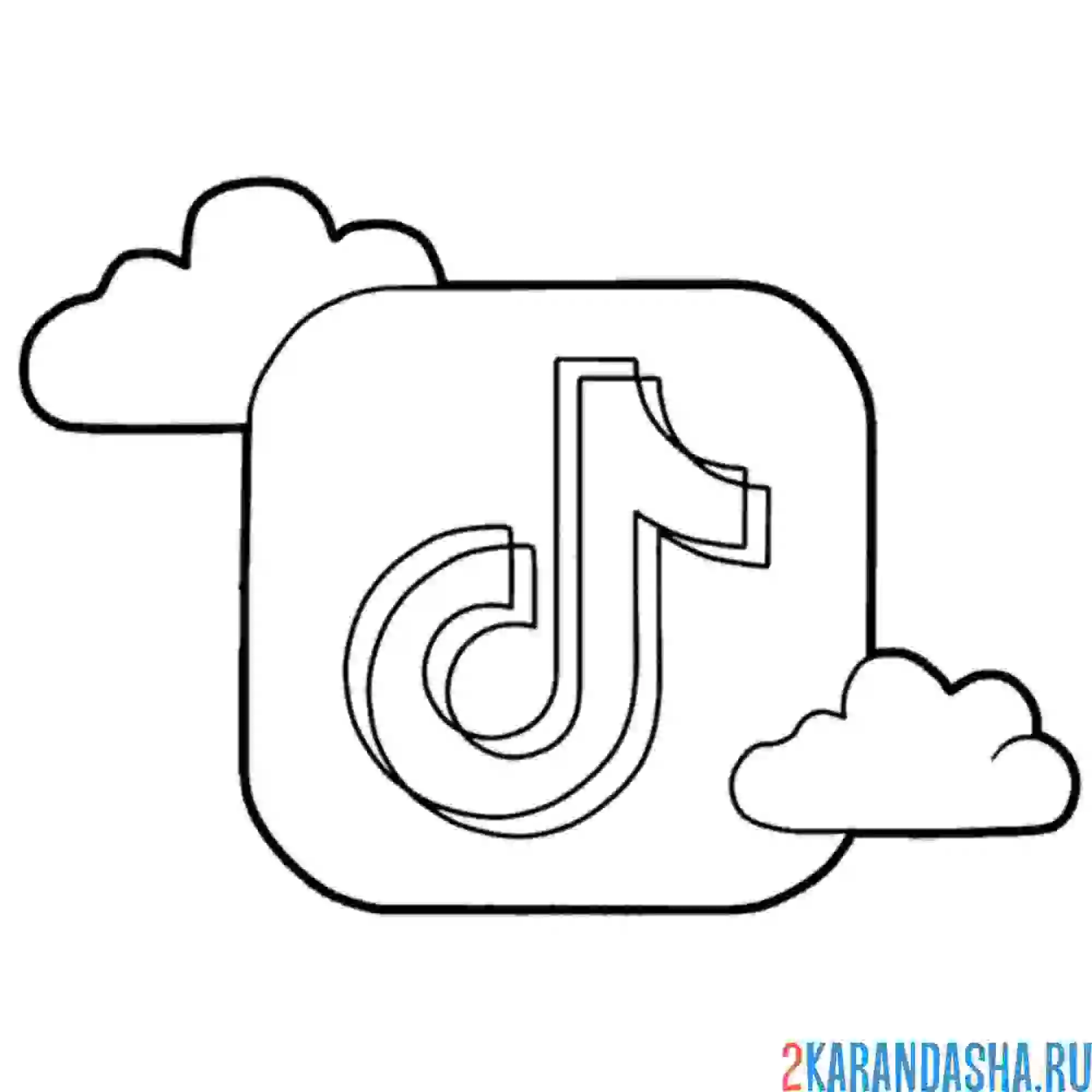 Раскраска иконка тик ток в облаках