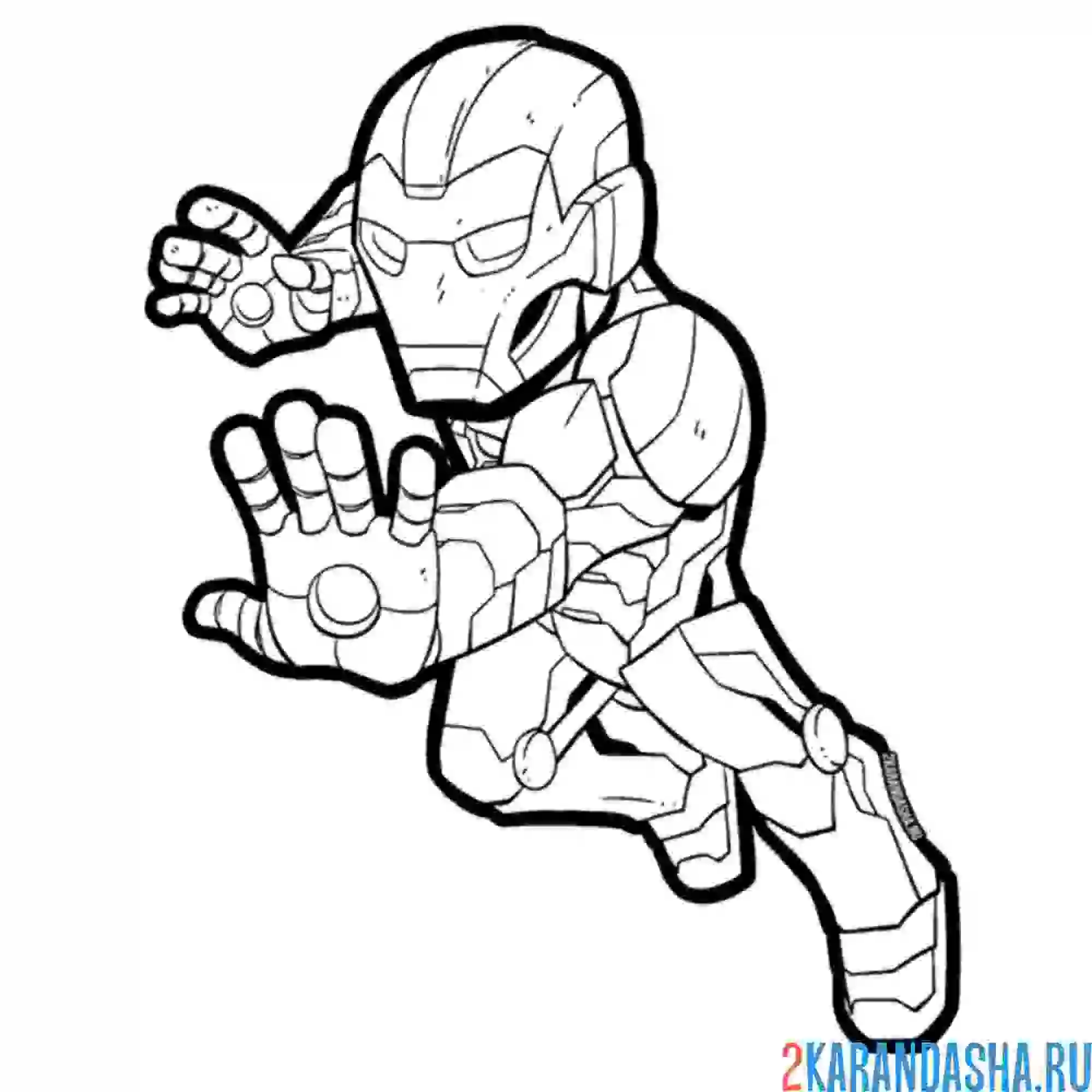 Раскраска железный человек идет в бой