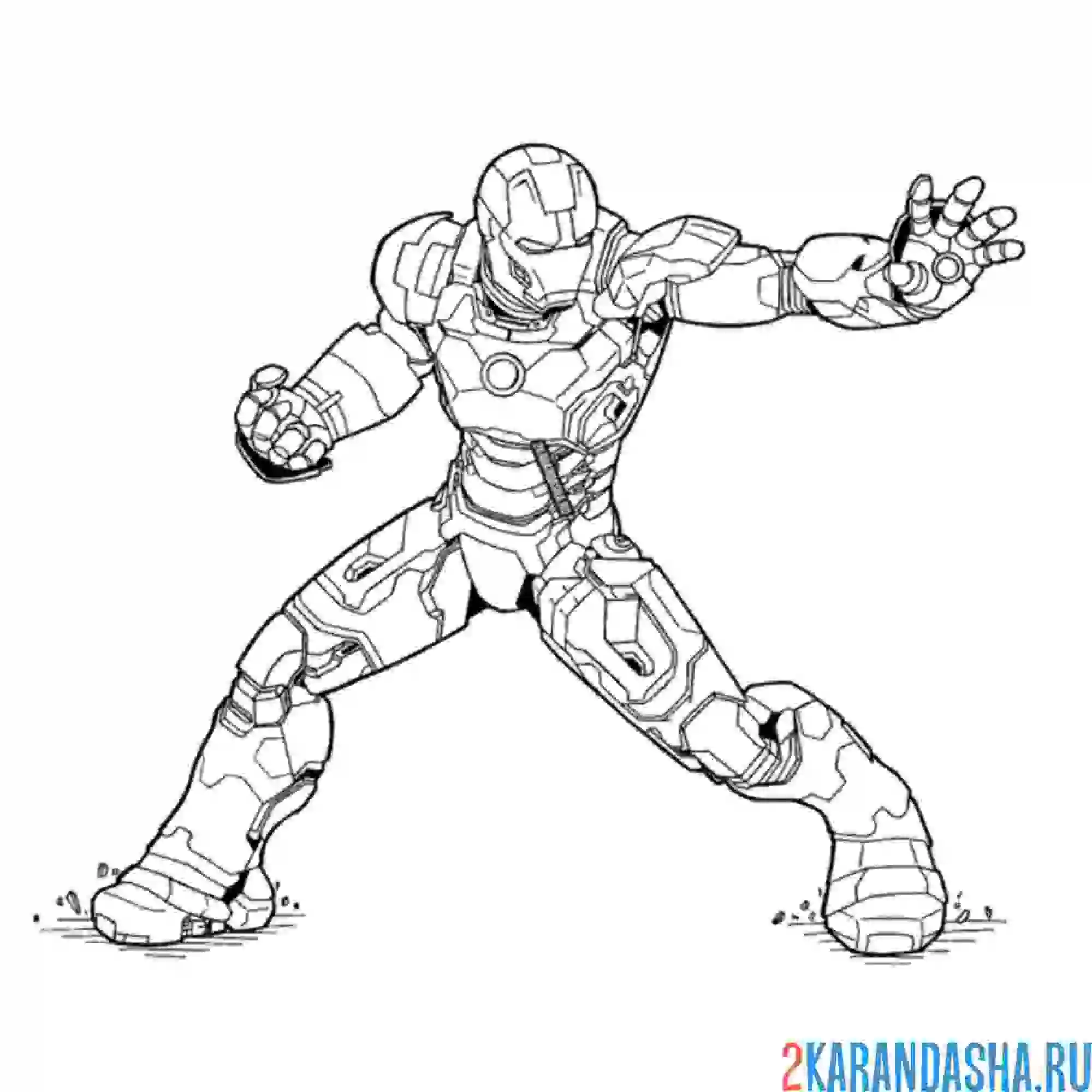 Раскраска железный человек в бою