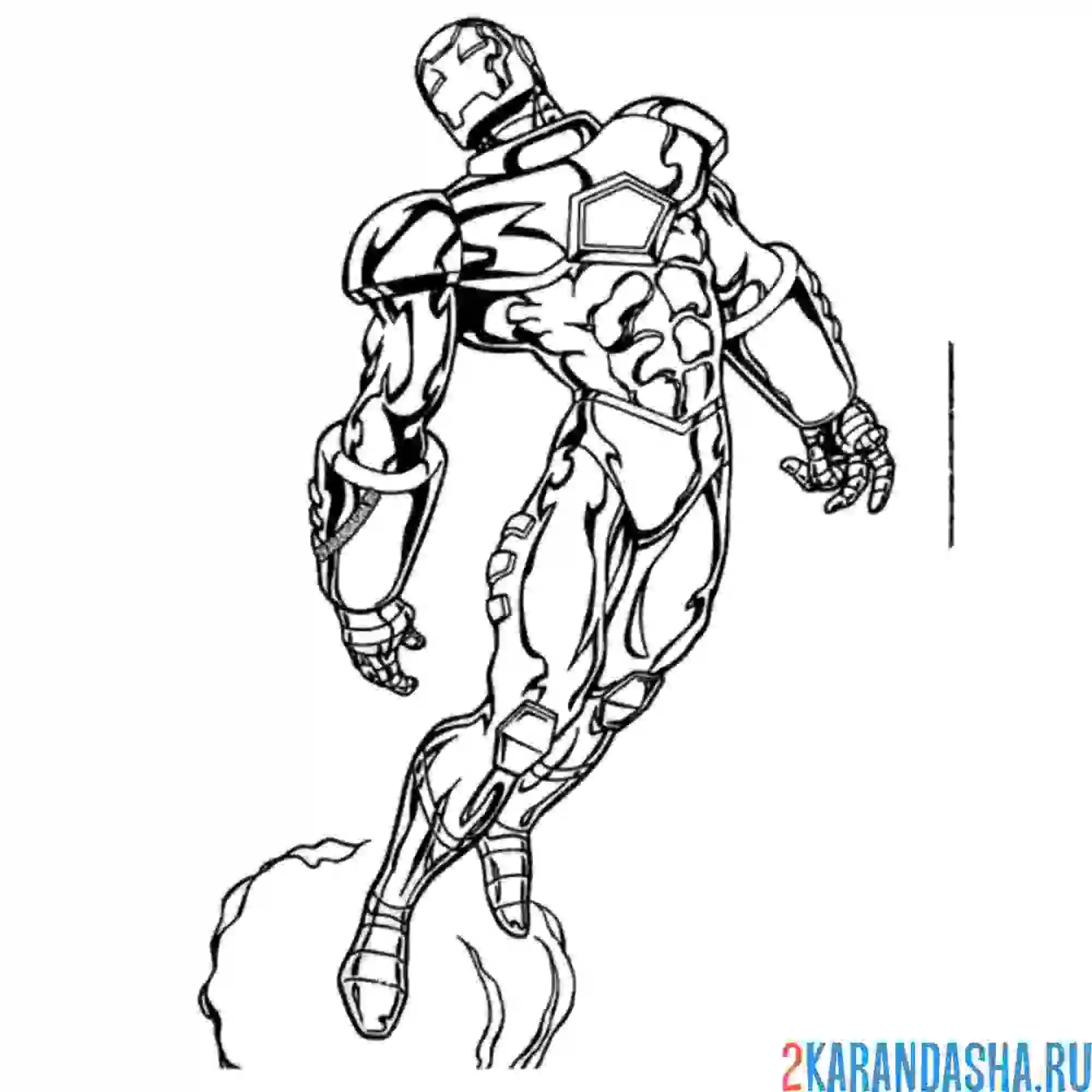 Раскраска железный человек в небе