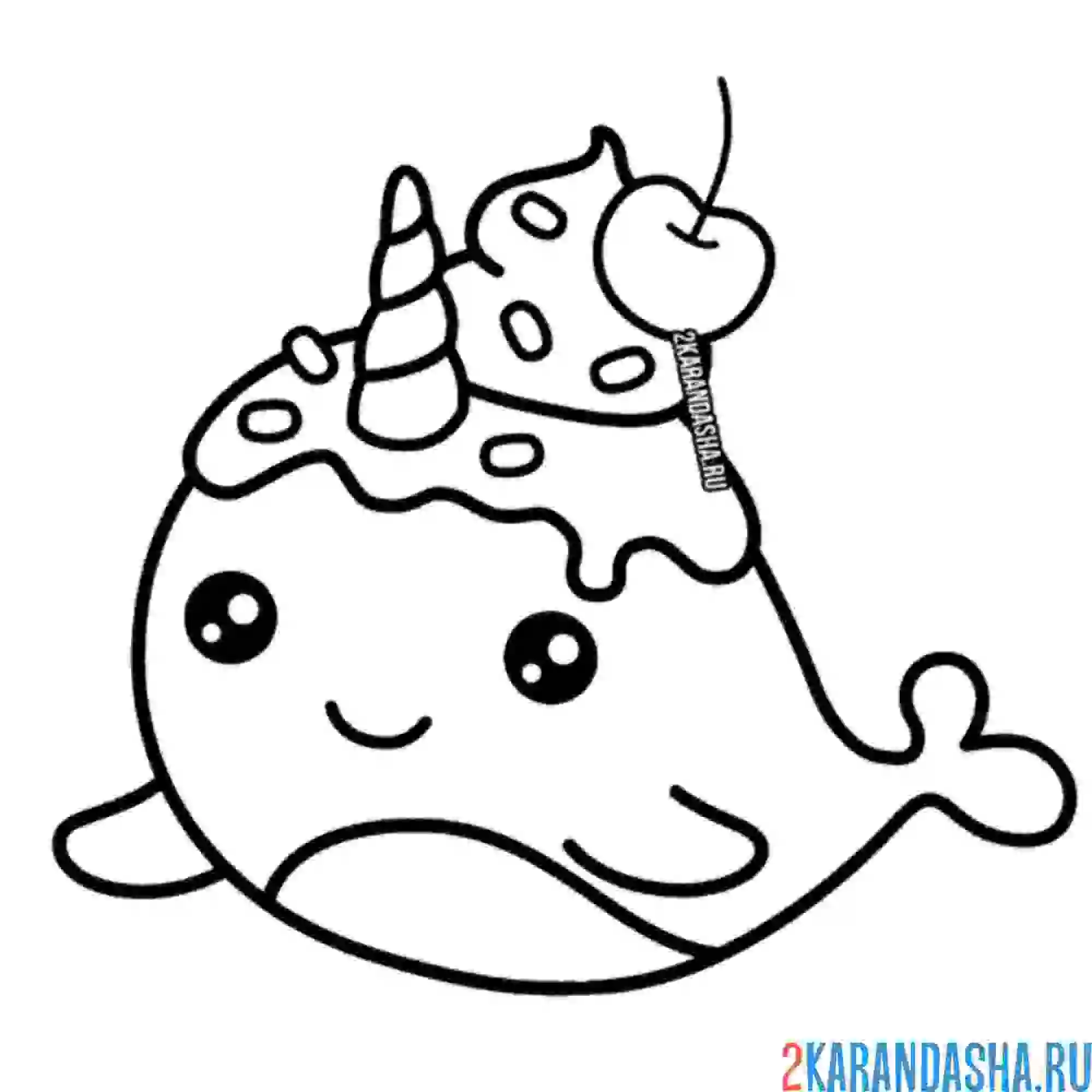 Раскраска кит из хелло китти