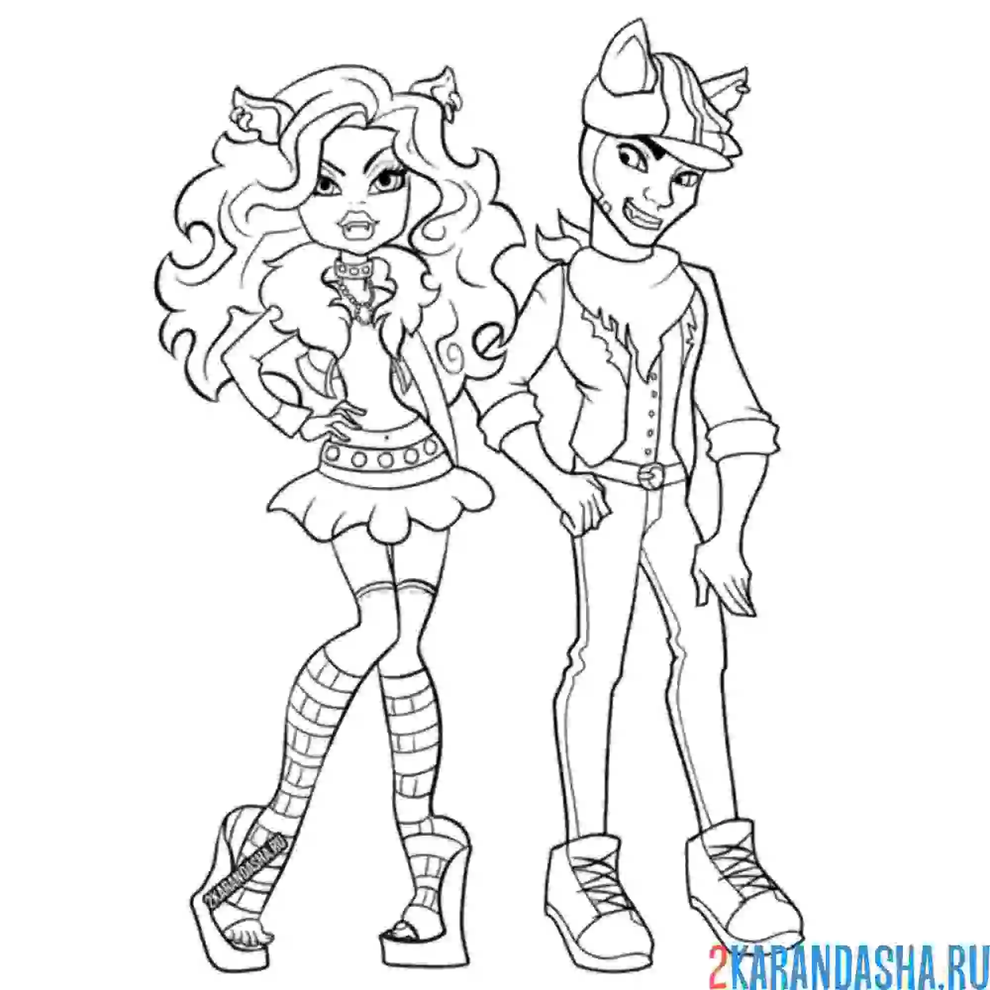 Раскраска монстр хай клод и клодин вульф