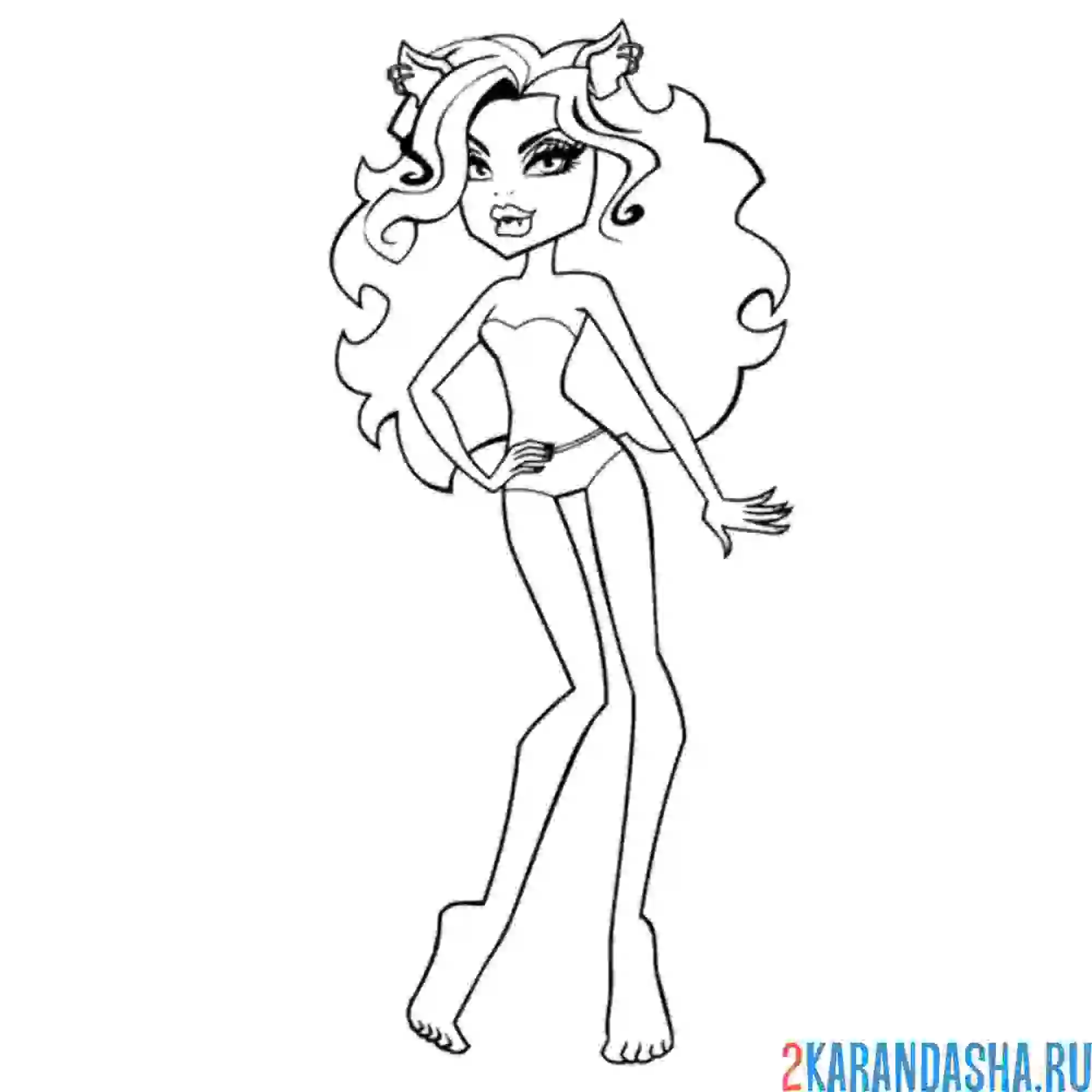 Раскраска монстр хай клодин вульф в купальнике