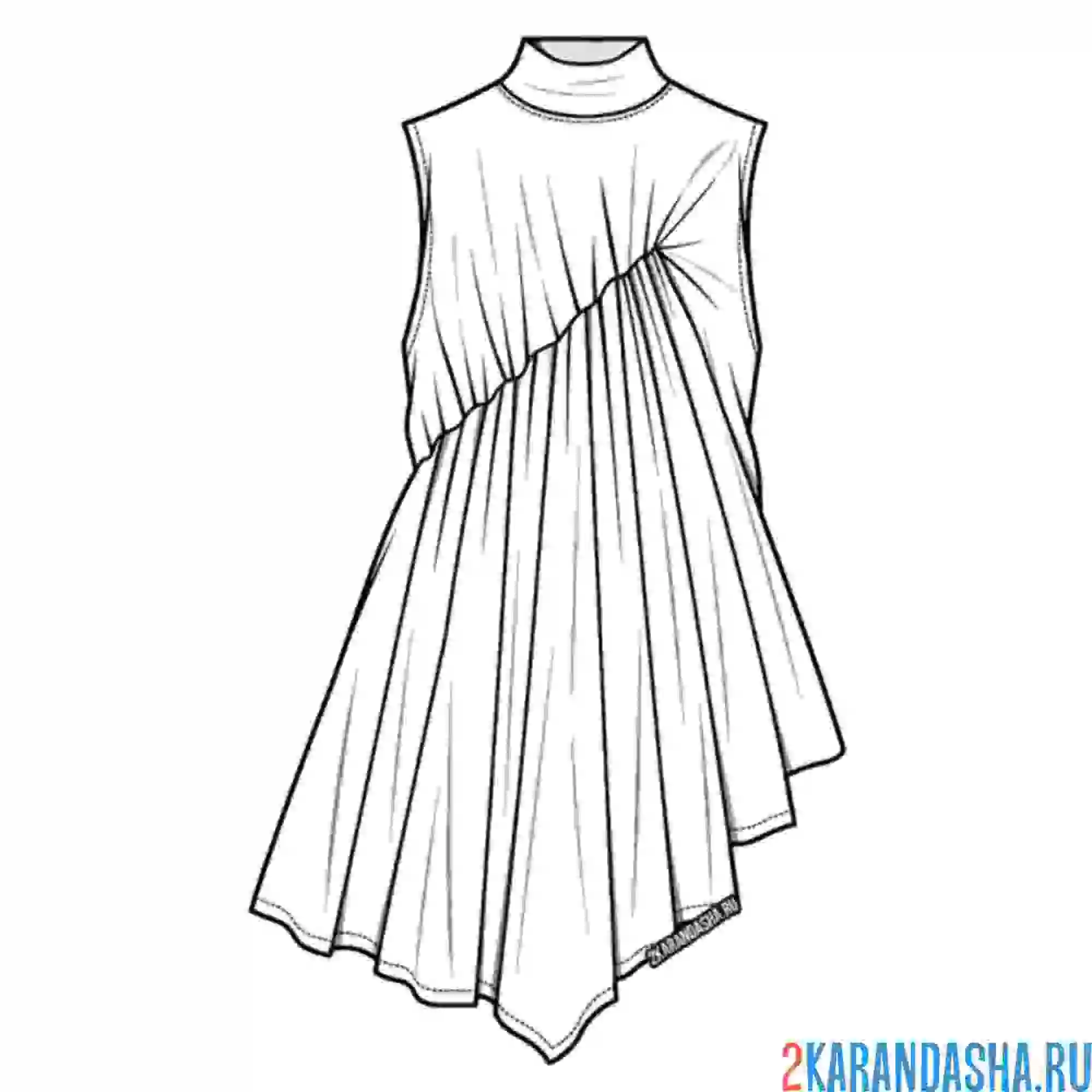 Раскраска коротенькое платье
