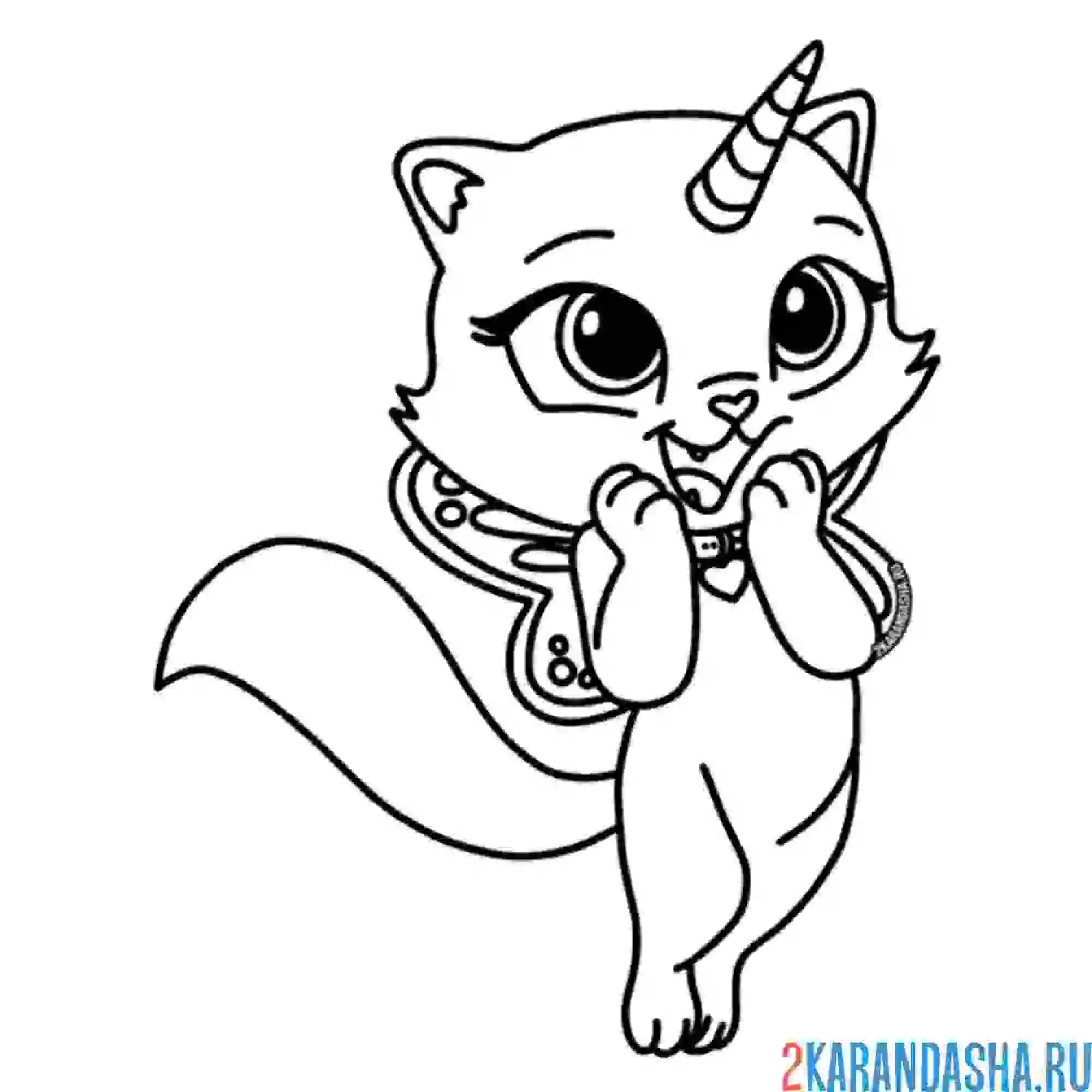 Раскраска кот единорог милашка