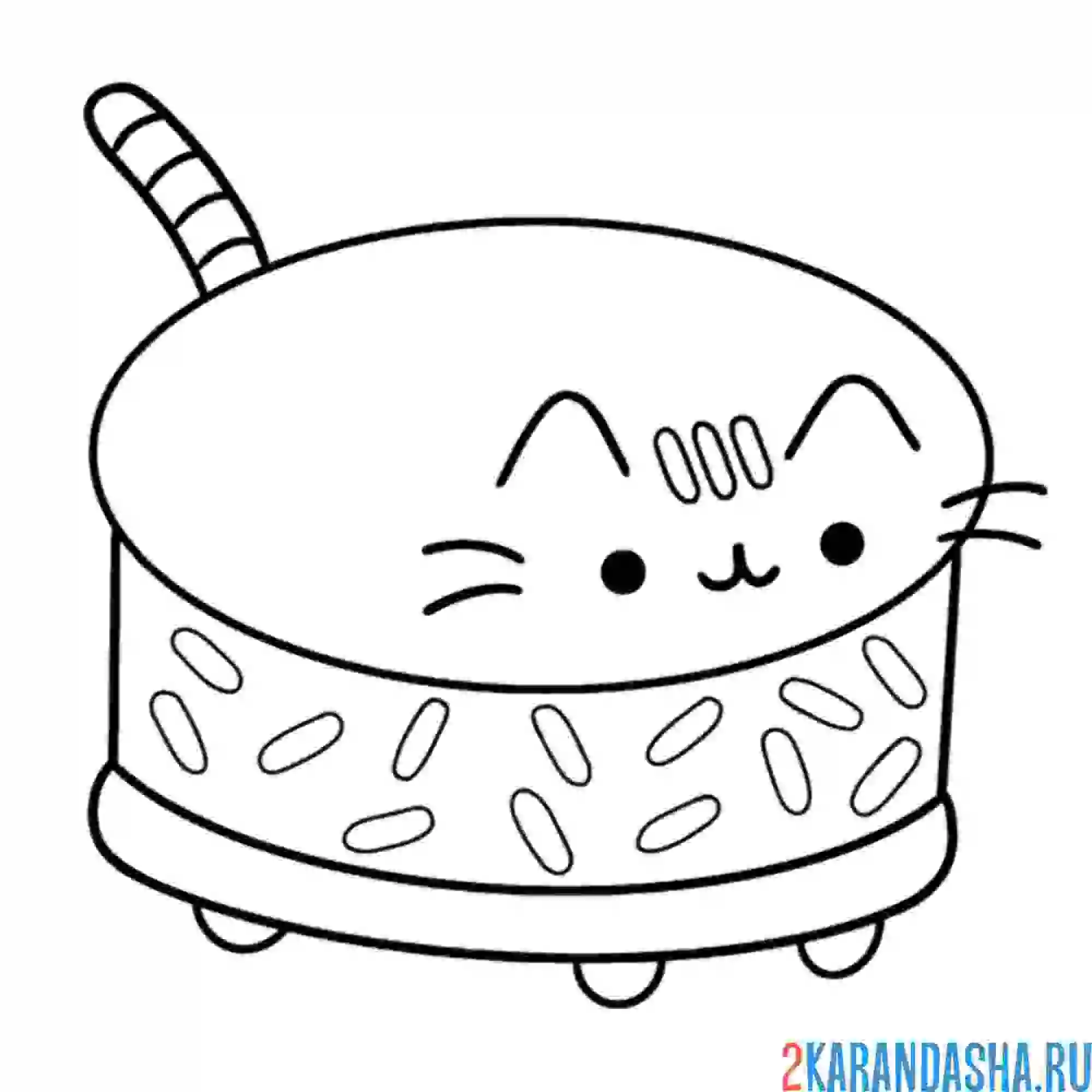 Раскраска кот пушин мороженое