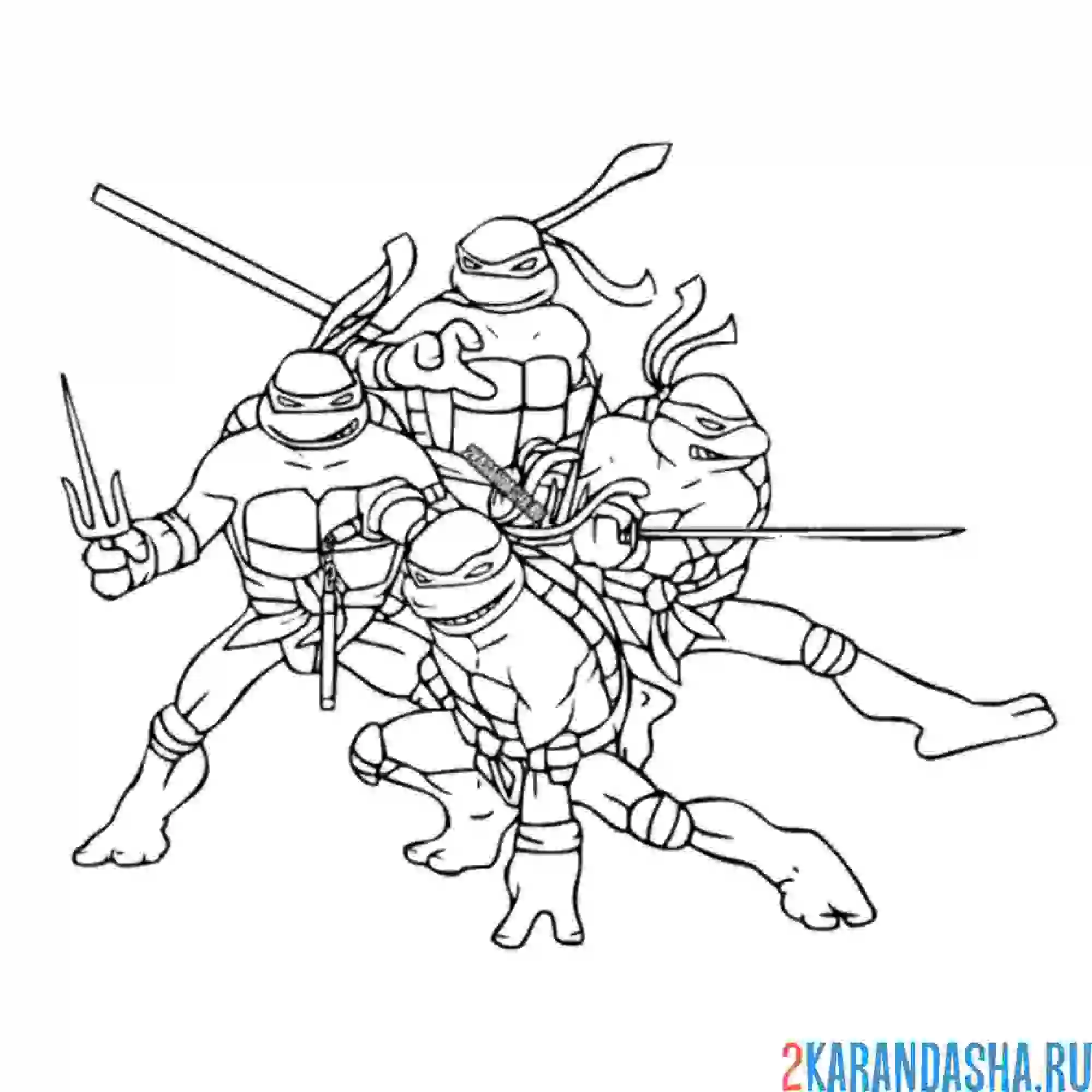 Раскраска крутые черепашки-ниндзя