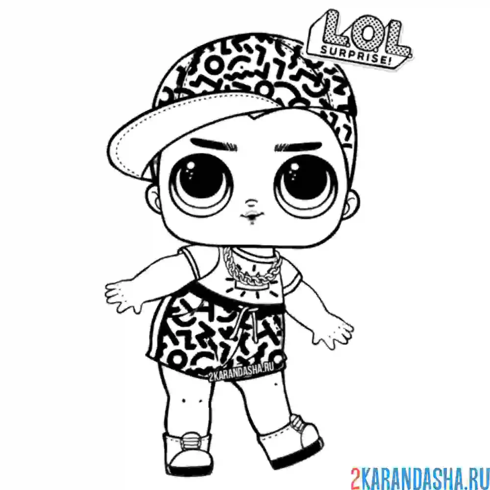 Раскраска кукла лол мальчик в кепке