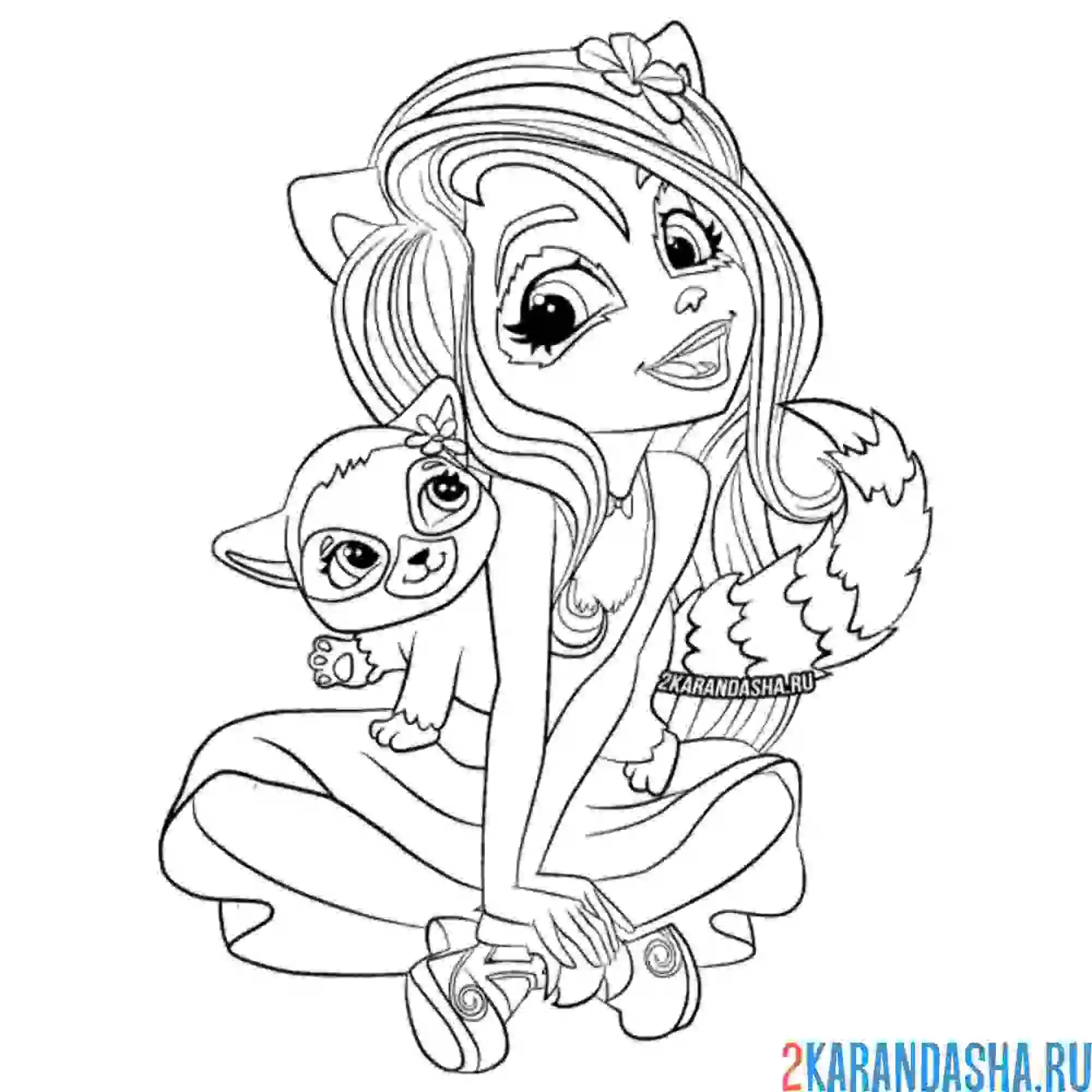 Раскраска лариса лемури и ринглет энчантималс