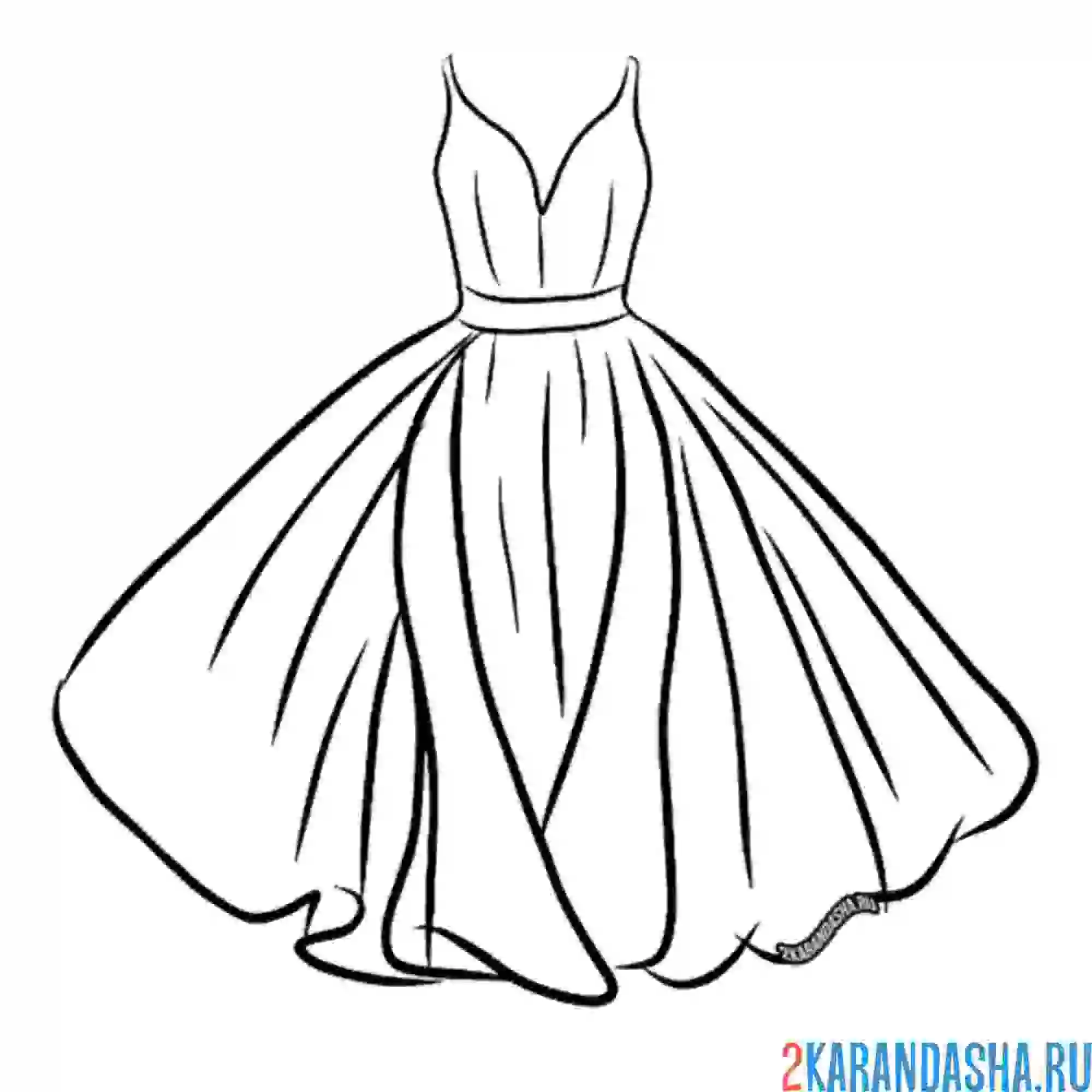 Раскраска легкое пышное платье
